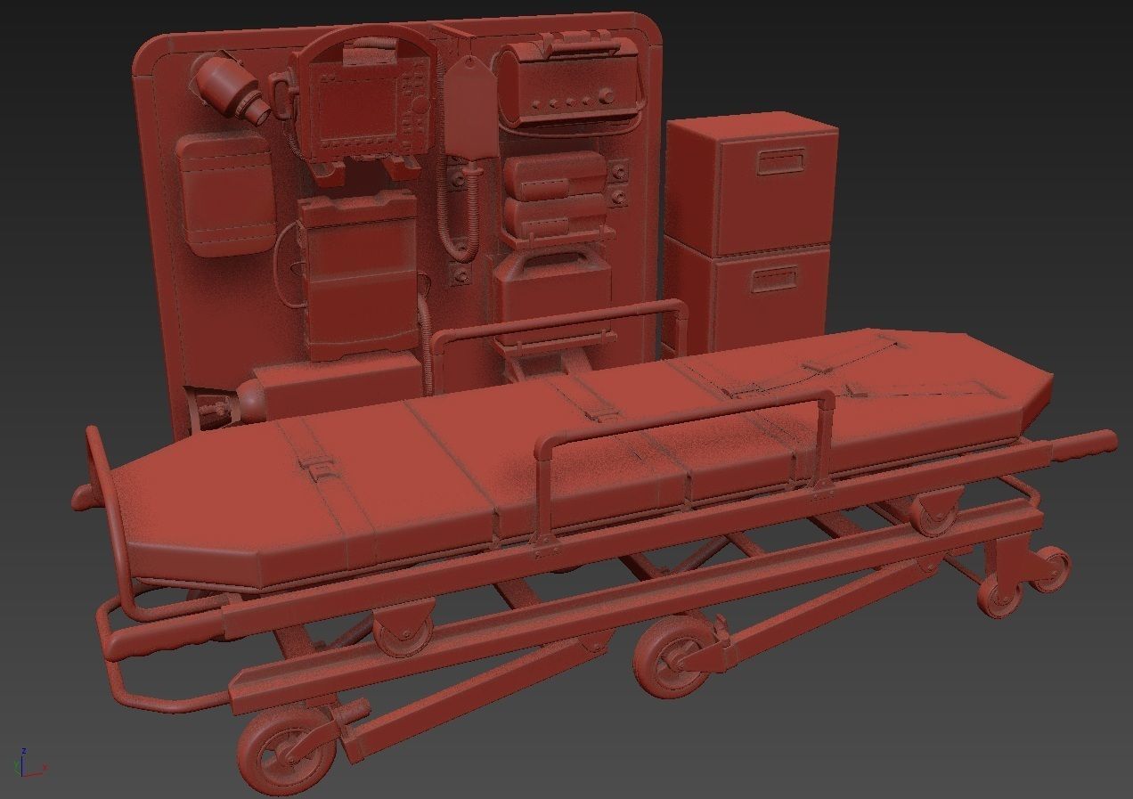 Ambulance Equipment with Stretcher 2 3D model_9