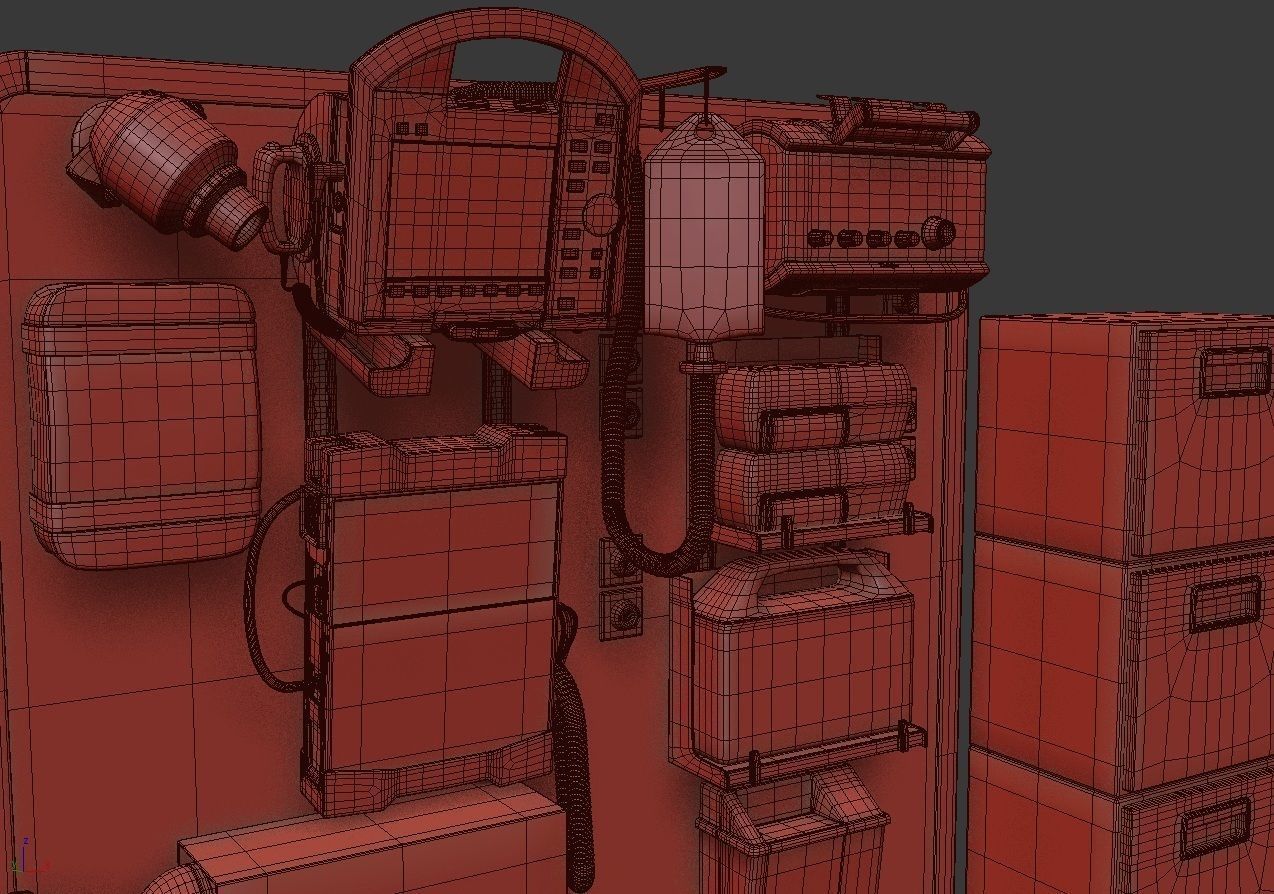 Ambulance Equipment with Stretcher 2 3D model_23