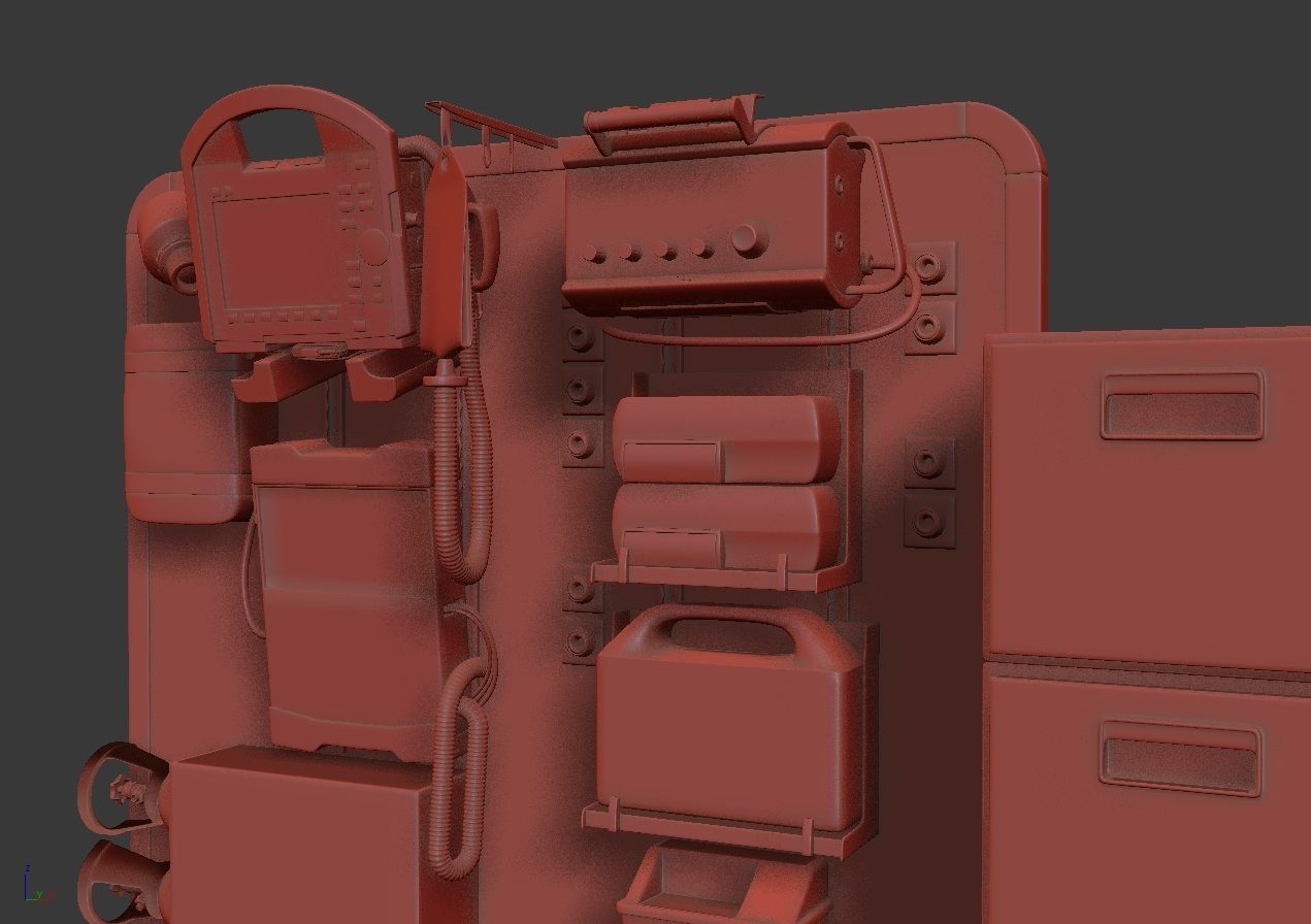 Ambulance Equipment with Stretcher 2 3D model_25