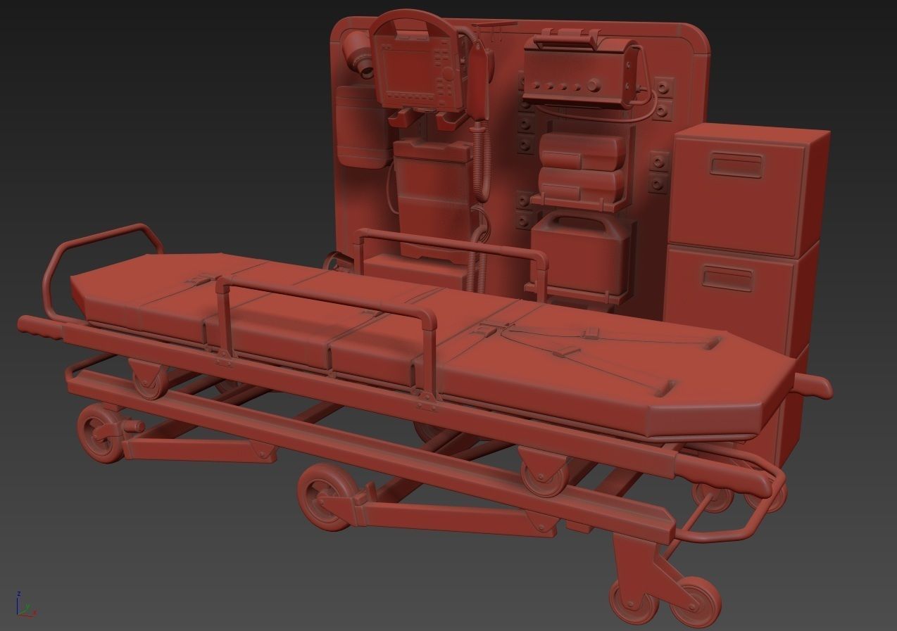 Ambulance Equipment with Stretcher 2 3D model_11