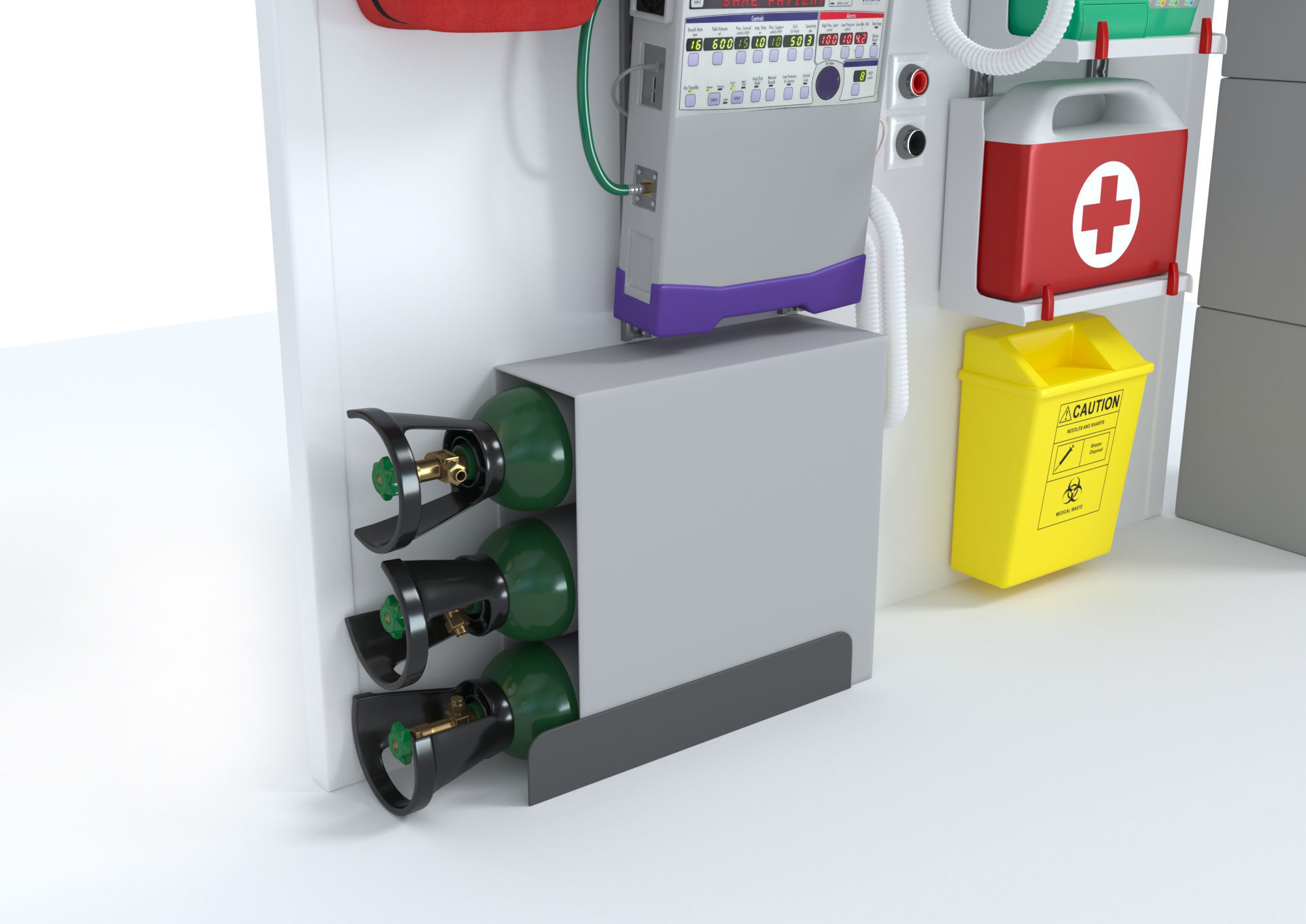 Ambulance Equipment with Stretcher 2 3D model_5