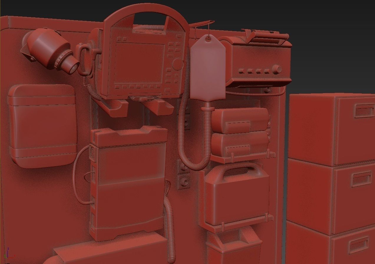 Ambulance Equipment with Stretcher 2 3D model_21