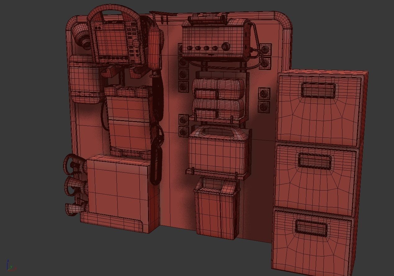 Ambulance Equipment with Stretcher 2 3D model_19