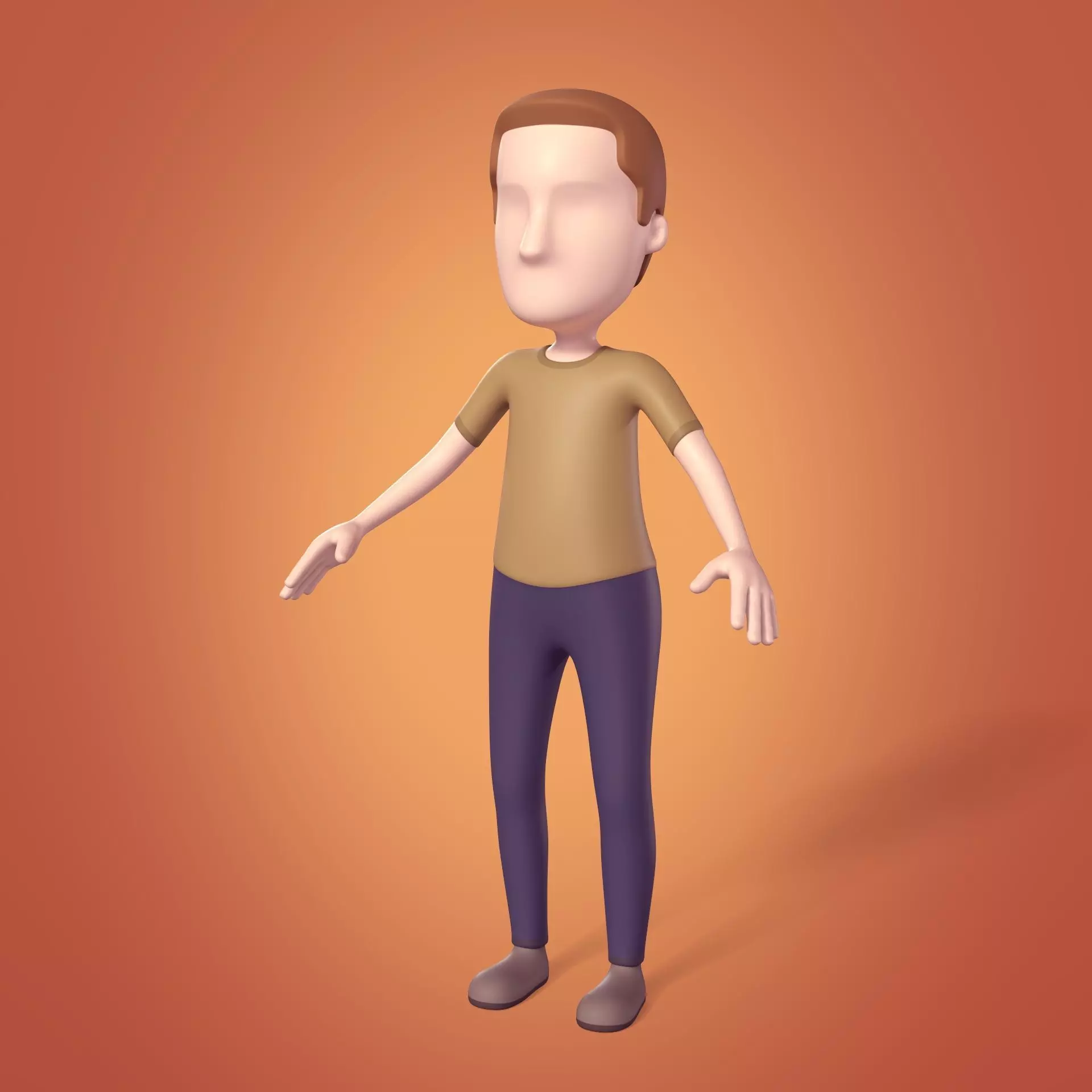 Cartoon Character - Man - Stickman - High Quality IK and FK Rig Low-poly 3D model_0