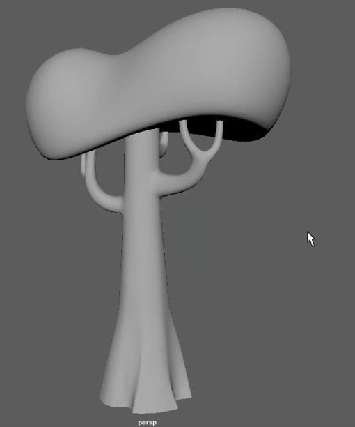 Cartoon tree 3D model_1