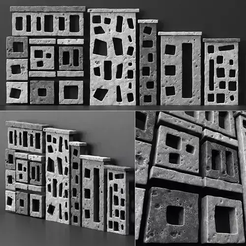 Stone building facade n1 3D model