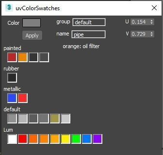 uvwColorSwatches computer screen showing different color options 3D model_1