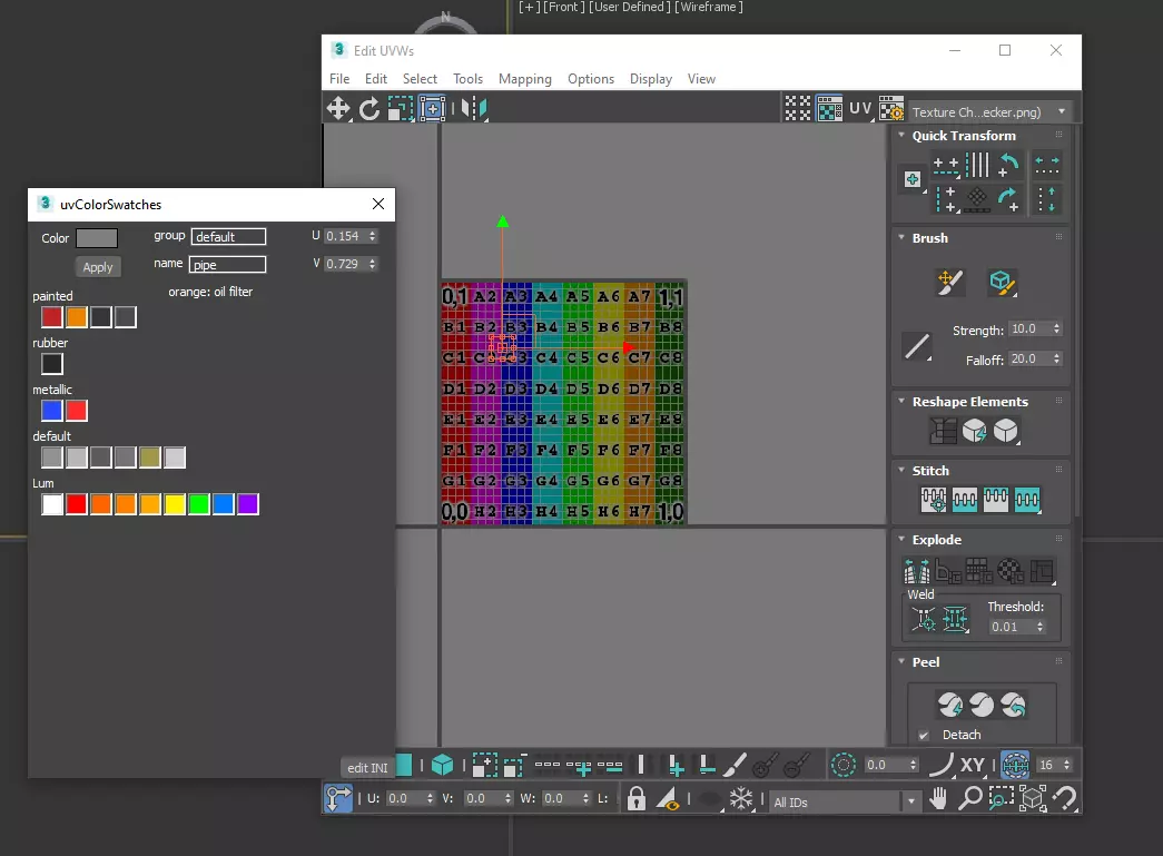 uvwColorSwatches computer screen showing different color options 3D model_0