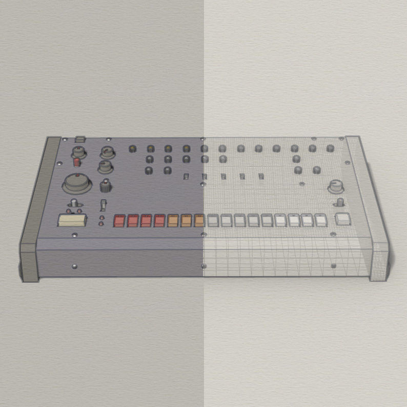 Roland TR 808 Low-poly 3D model_29