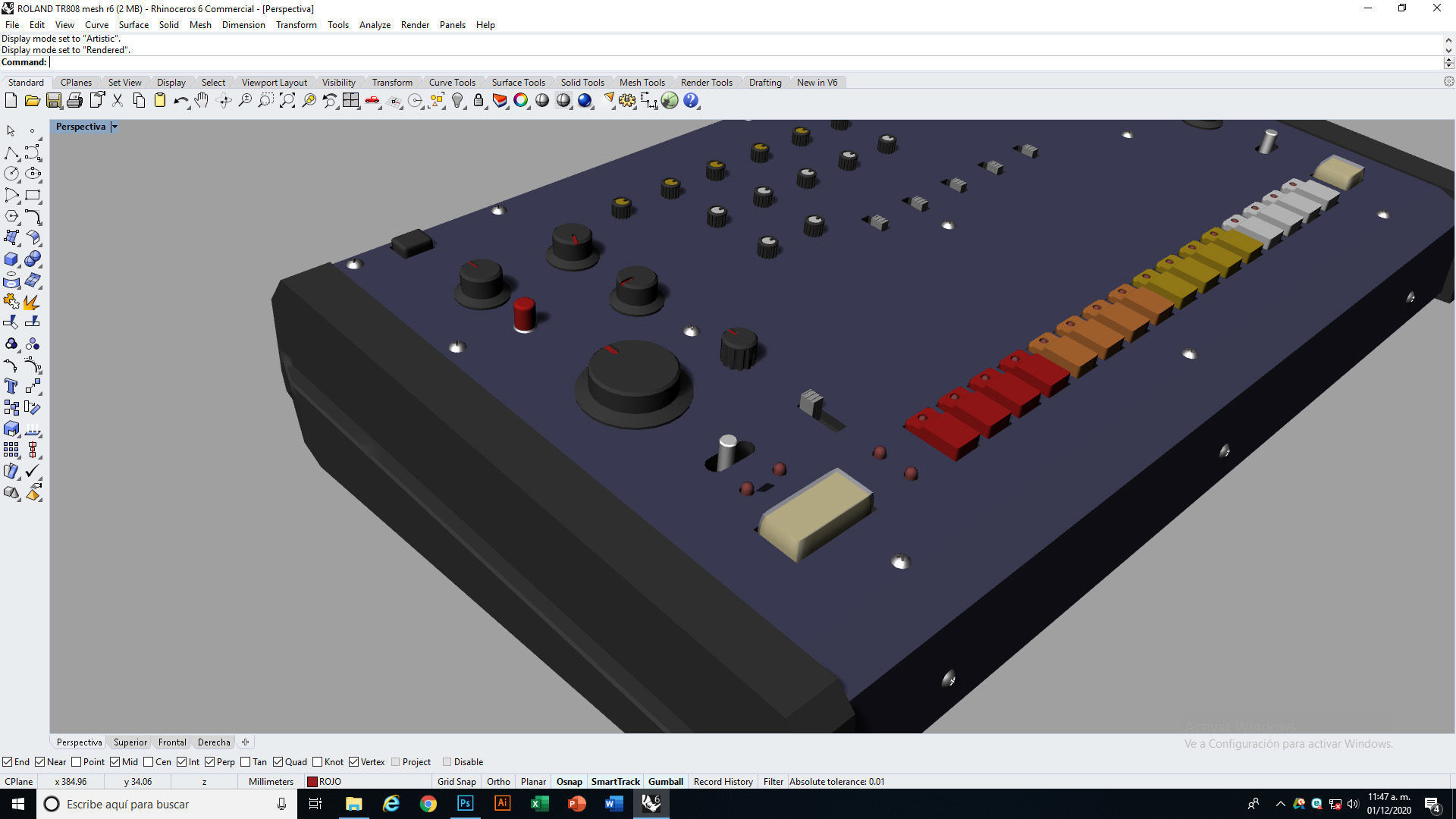 Roland TR 808 Low-poly 3D model_16