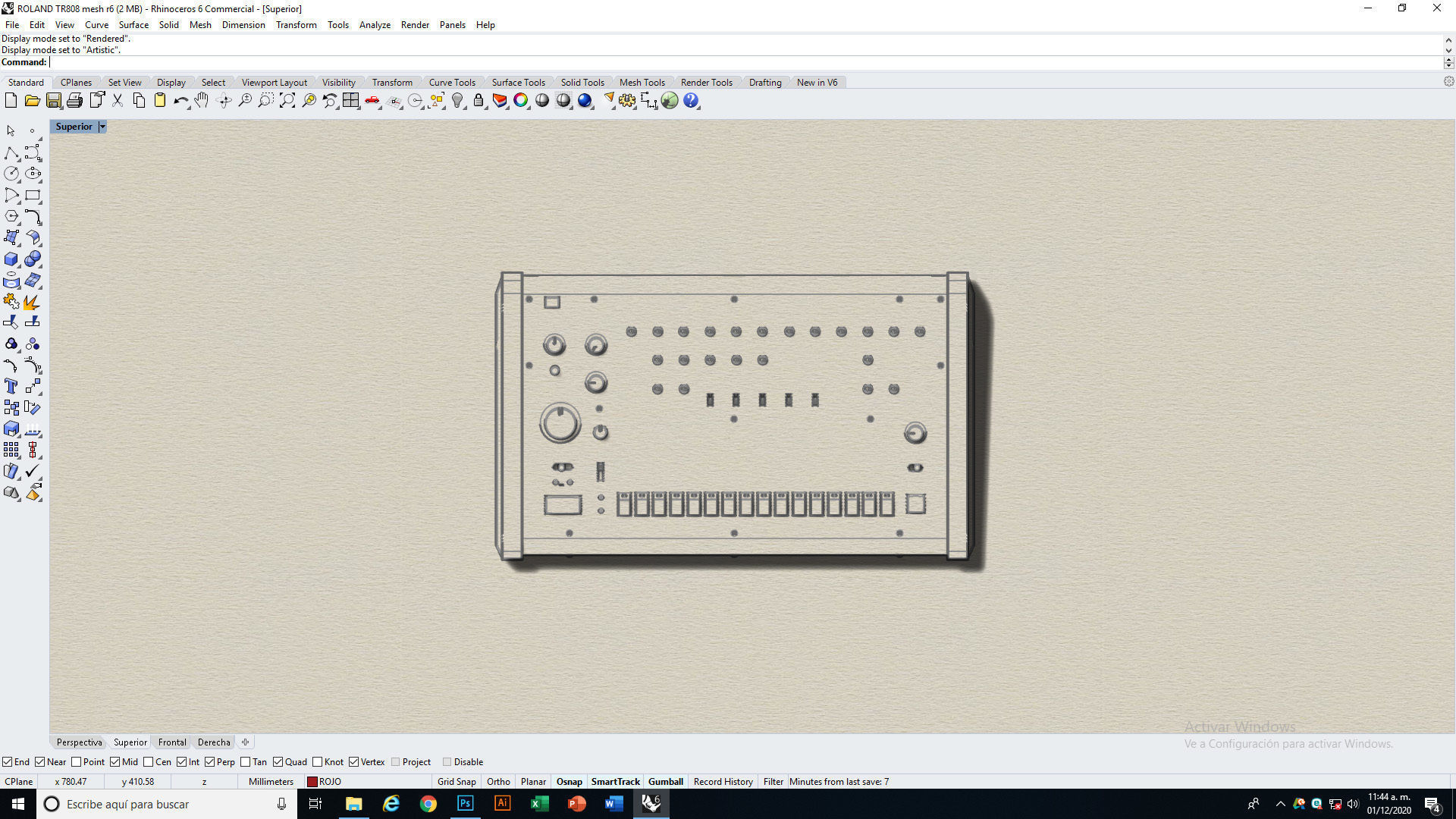 Roland TR 808 Low-poly 3D model_12