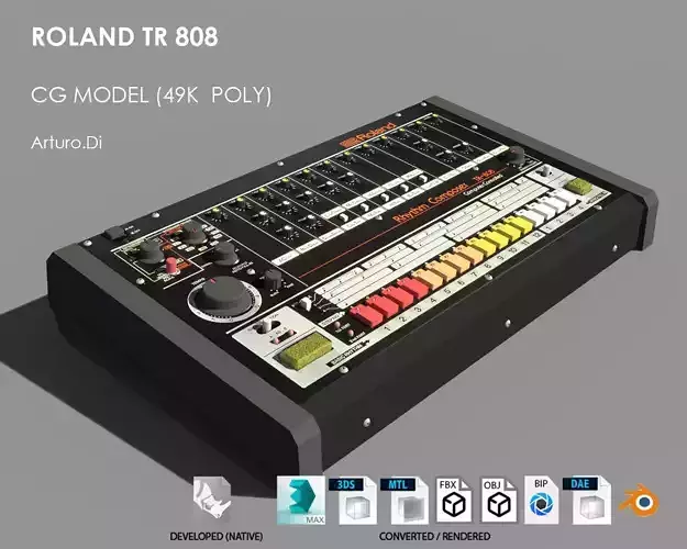 Roland TR 808 Low-poly 3D model