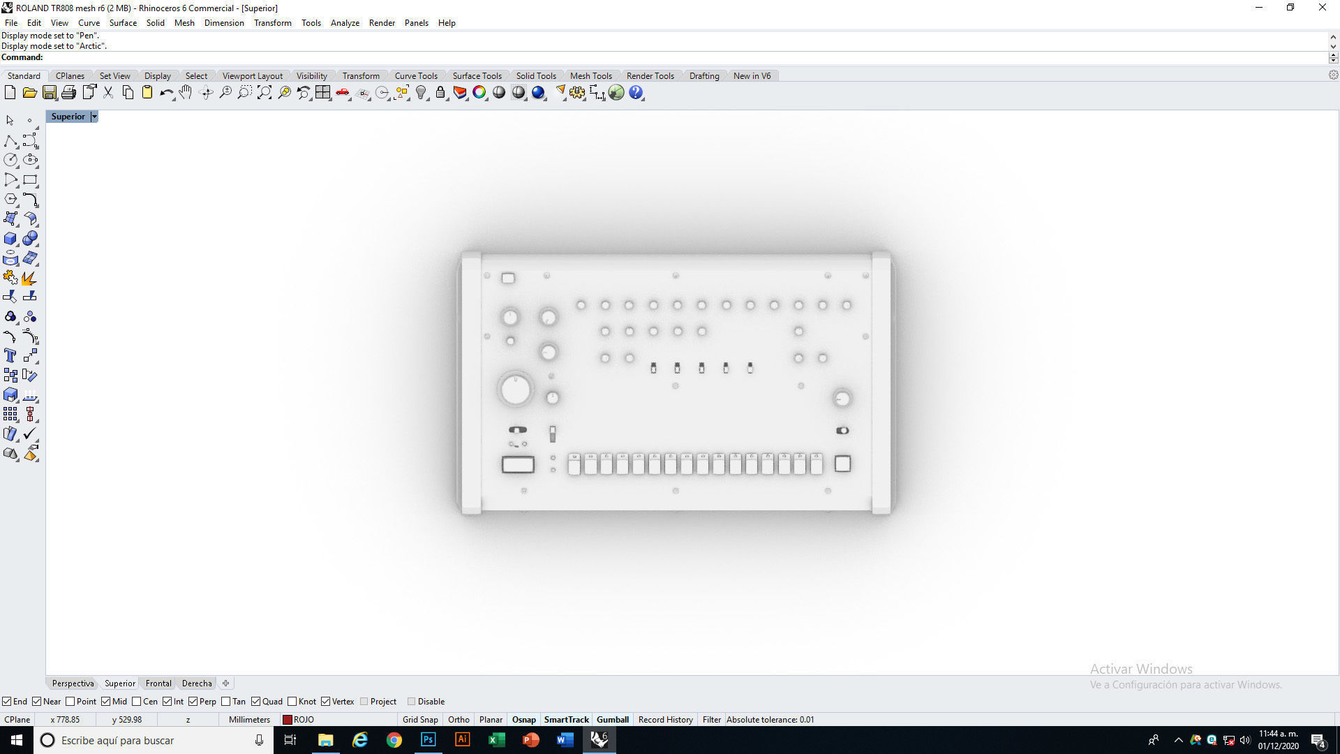 Roland TR 808 Low-poly 3D model_13