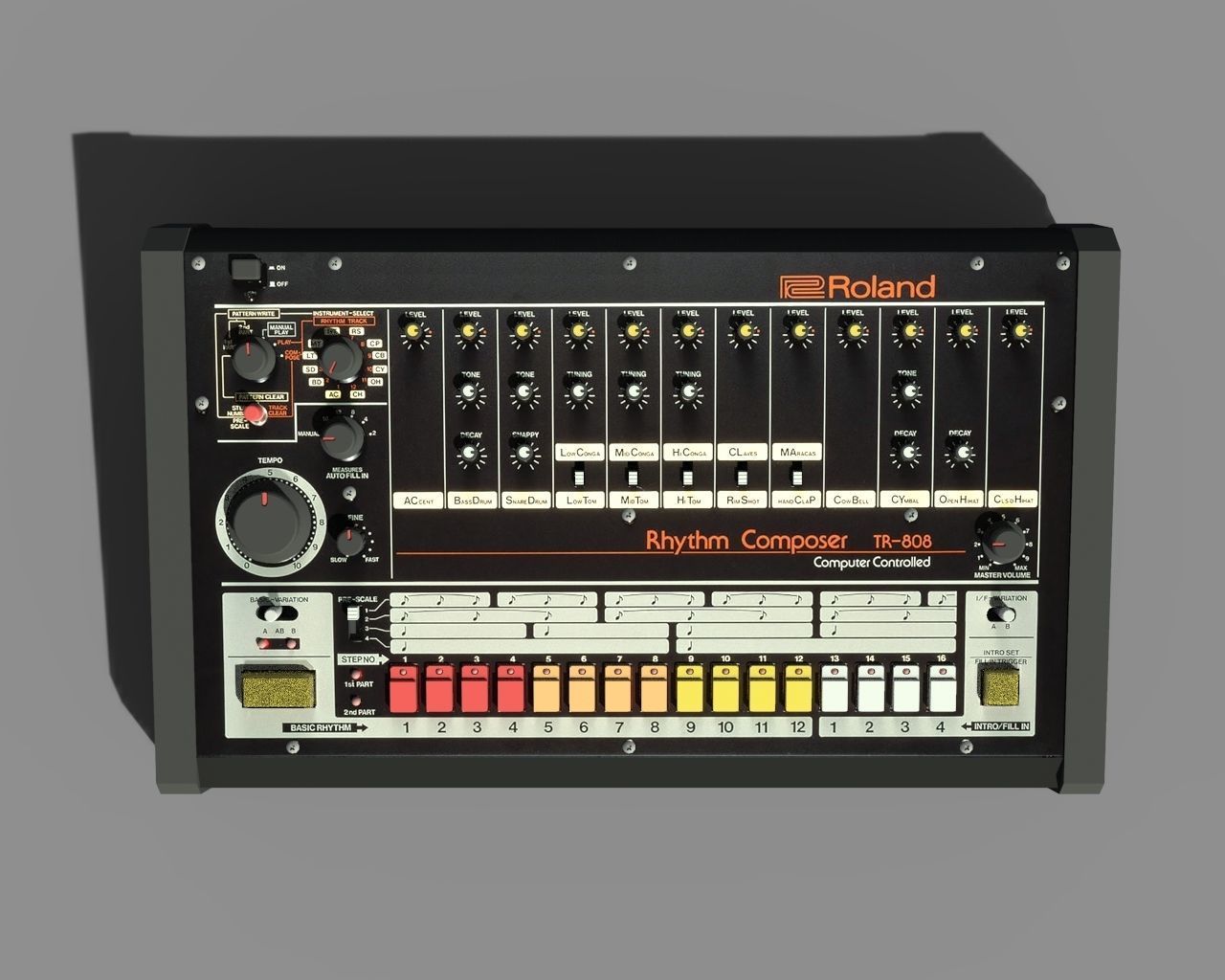 Roland TR 808 Low-poly 3D model_2
