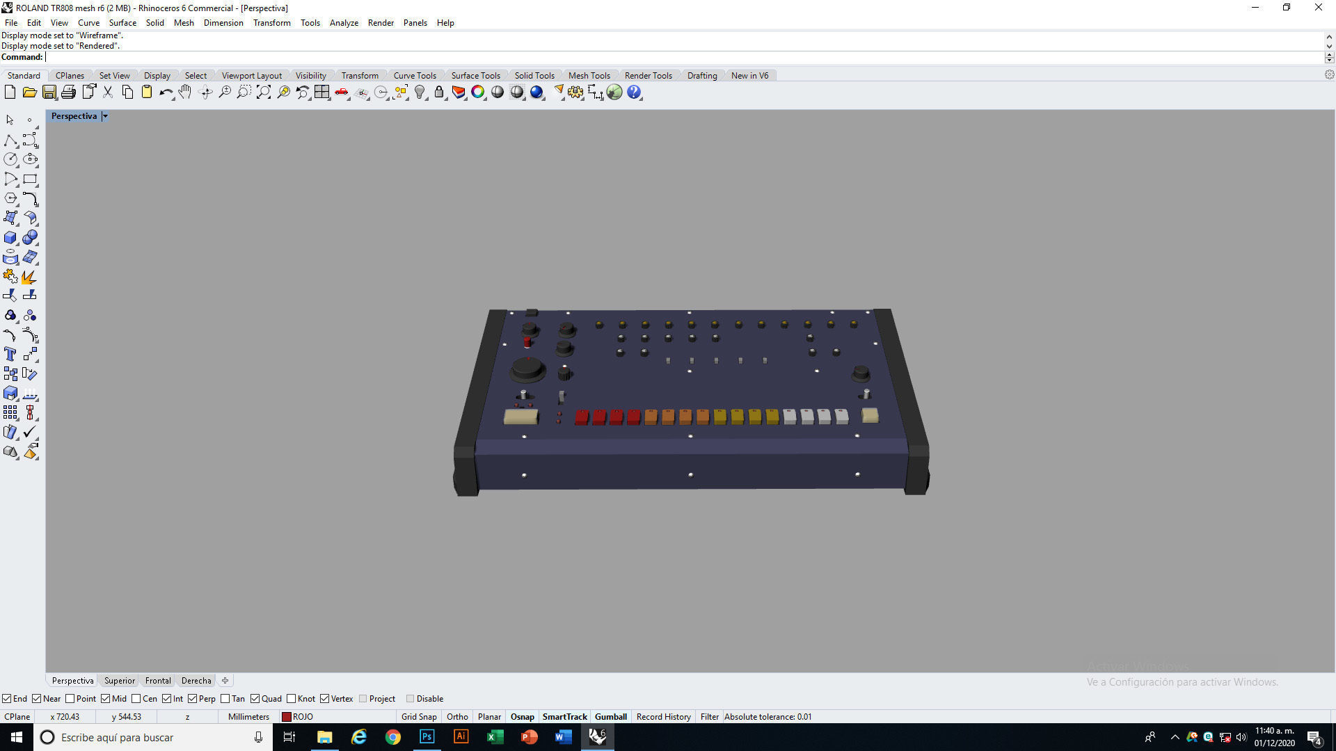 Roland TR 808 Low-poly 3D model_23