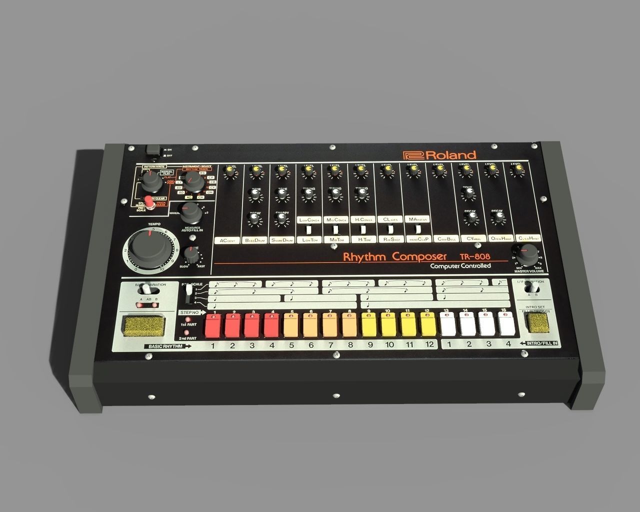 Roland TR 808 Low-poly 3D model_1