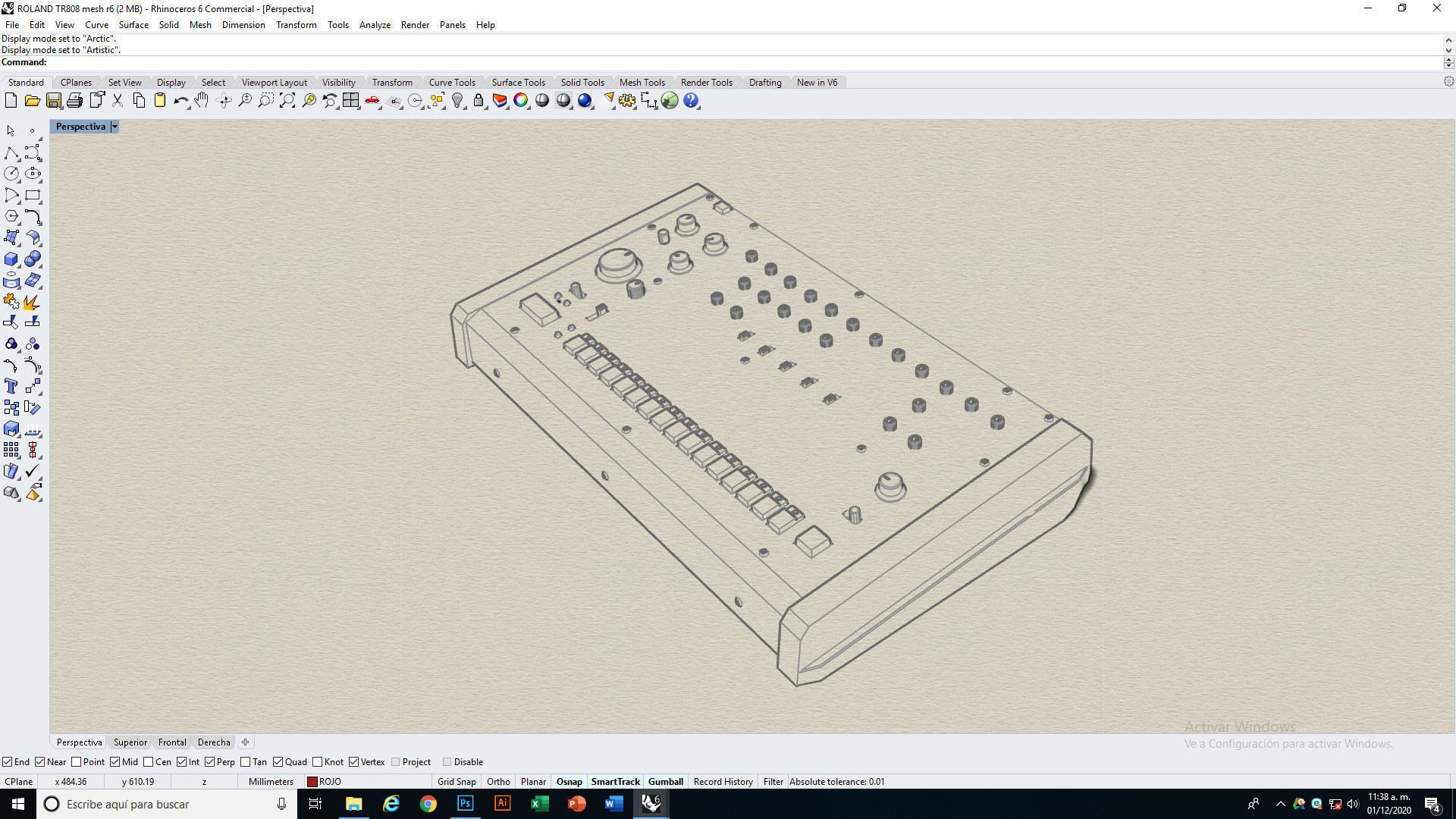 Roland TR 808 Low-poly 3D model_19