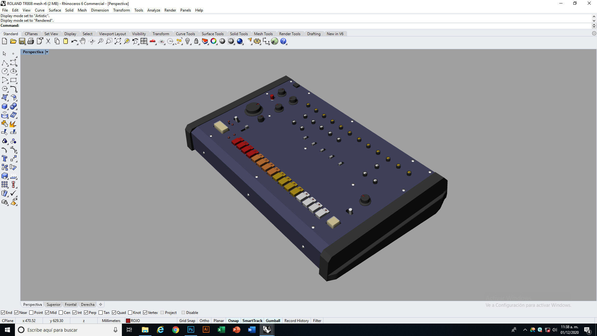 Roland TR 808 Low-poly 3D model_20