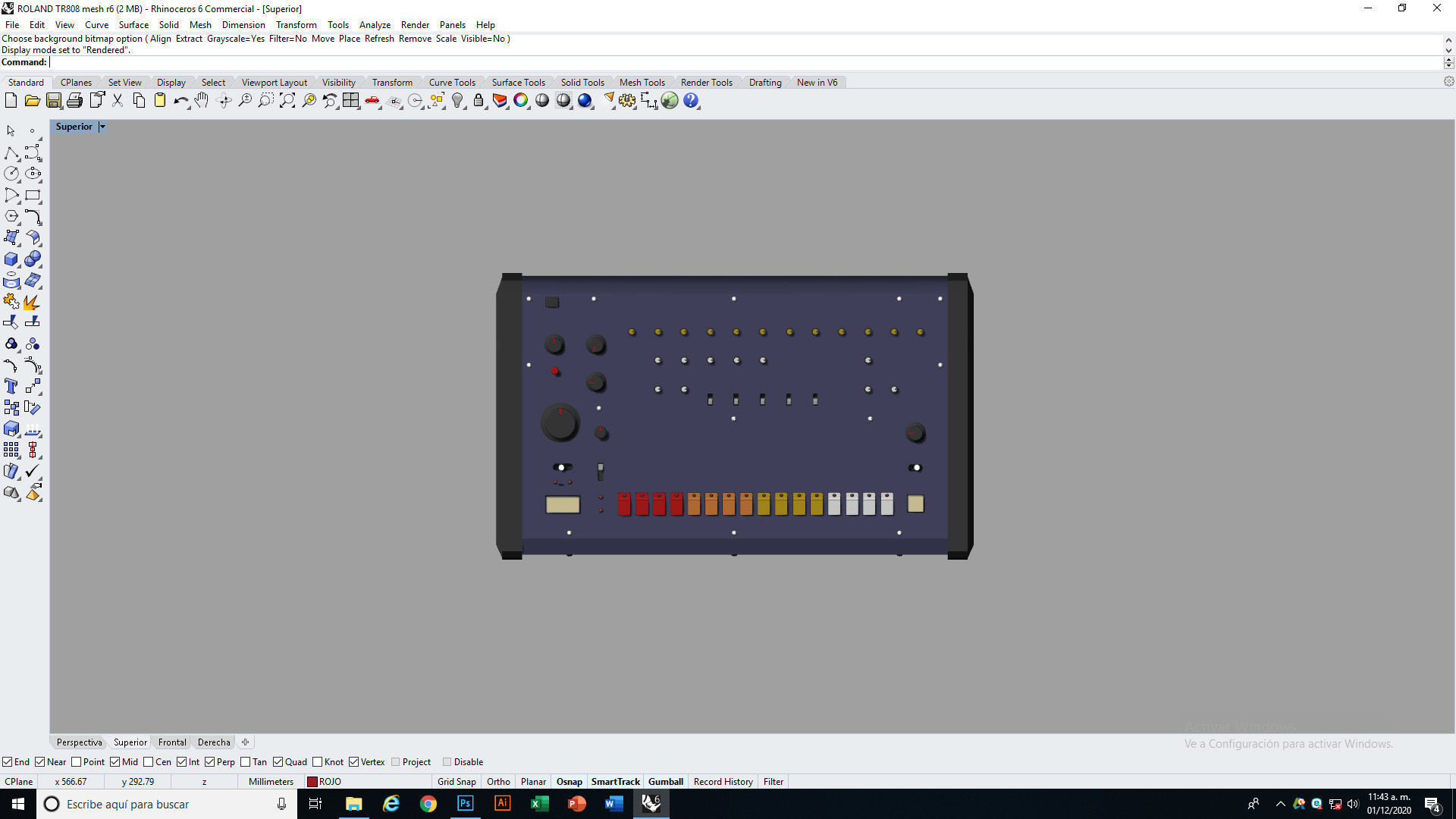 Roland TR 808 Low-poly 3D model_11