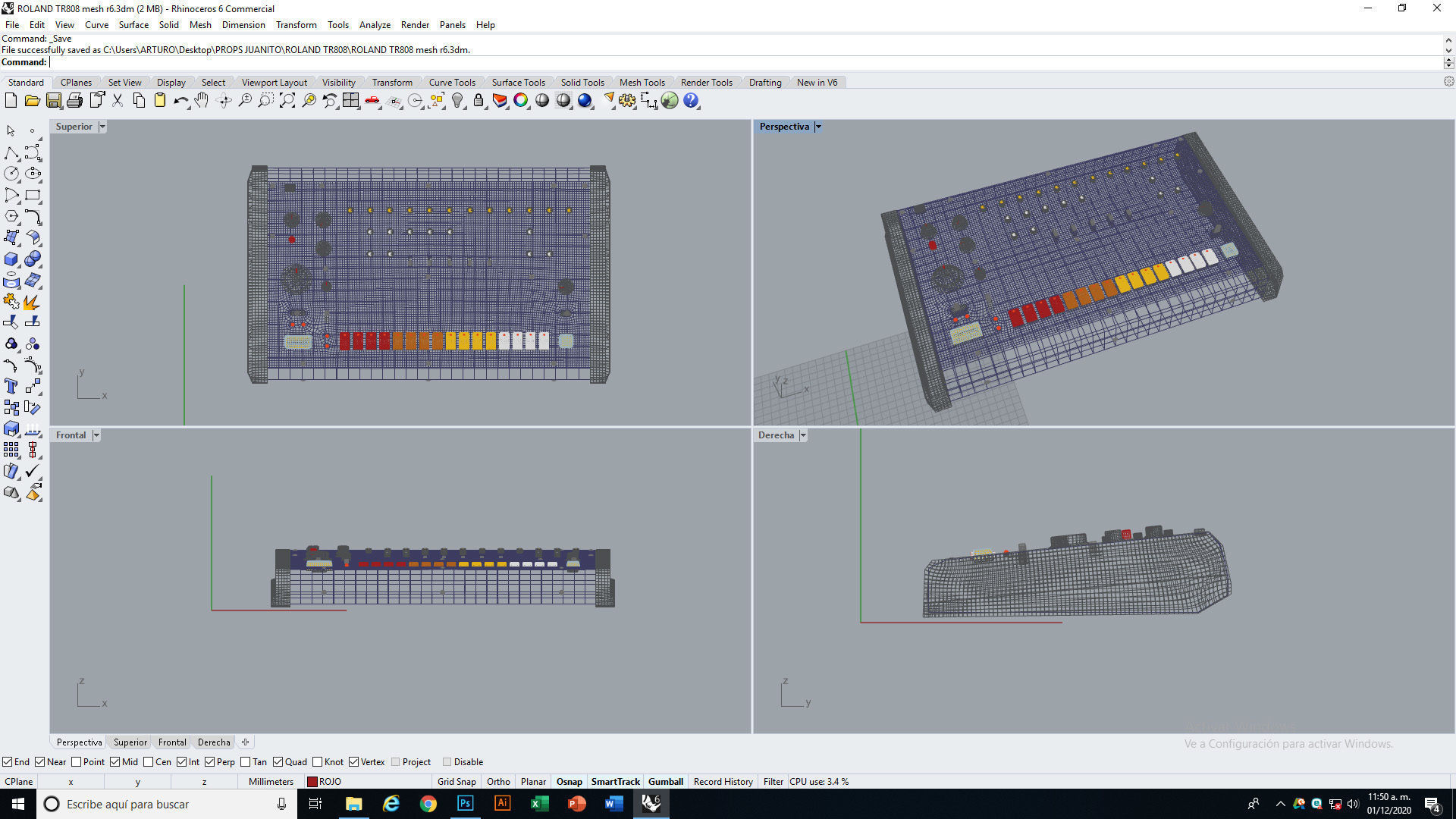 Roland TR 808 Low-poly 3D model_10