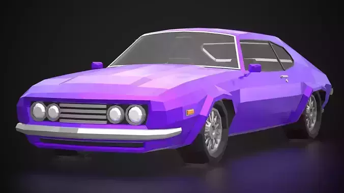 Low-Poly Retro Muscle Car 03