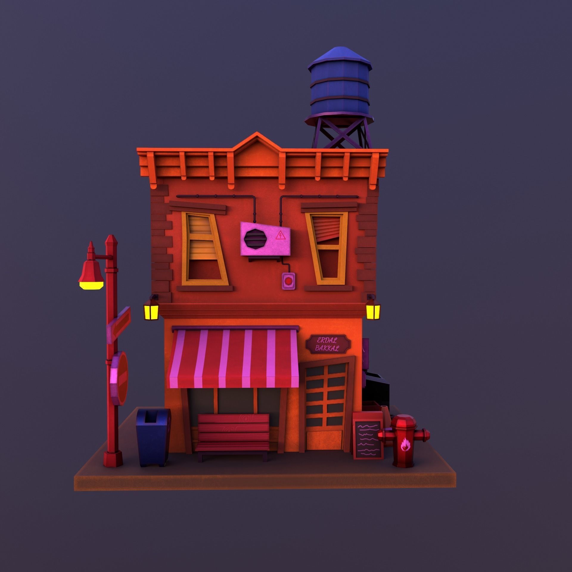 Stylize Market Scene Game Ready 3D model_3