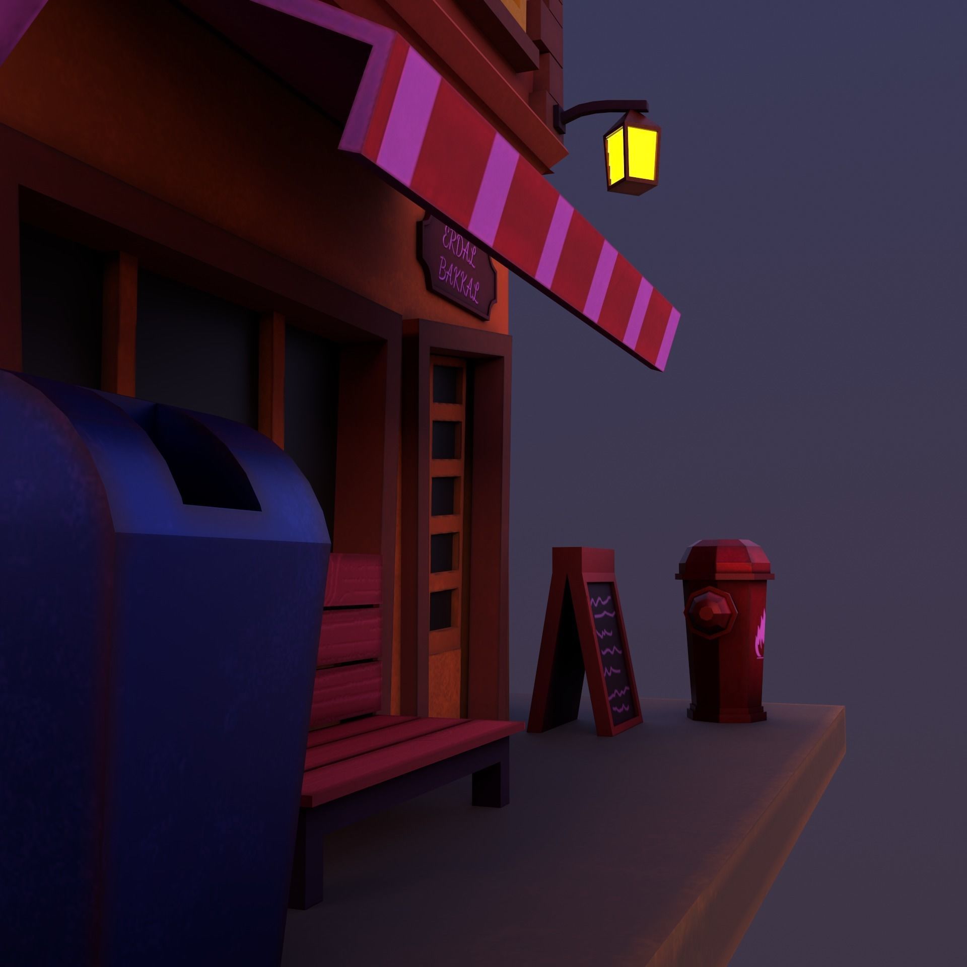 Stylize Market Scene Game Ready 3D model_7