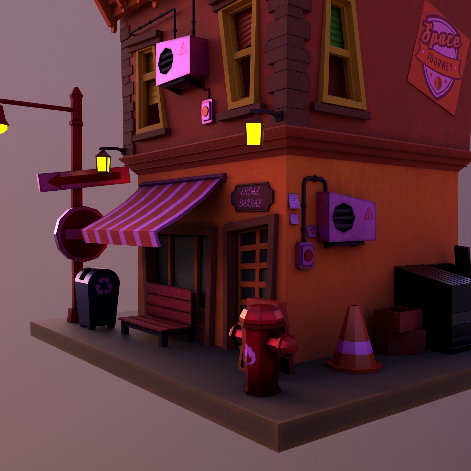 Stylize Market Scene Game Ready 3D model_4