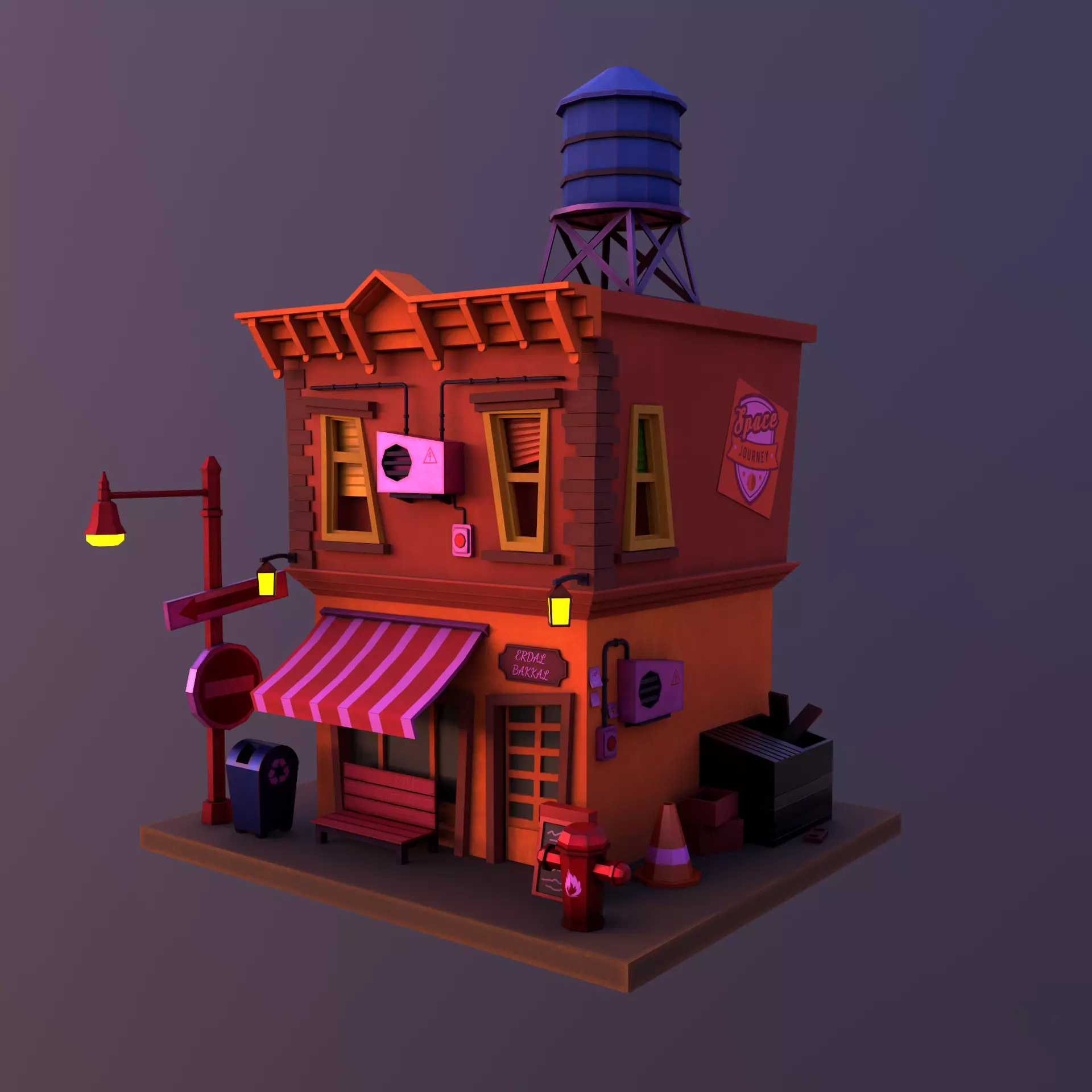 Stylize Market Scene Game Ready 3D model_0