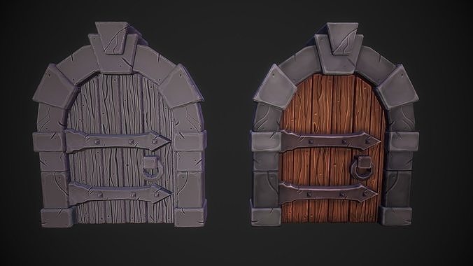 Stylized Handpainted Door Low-poly 3D model
