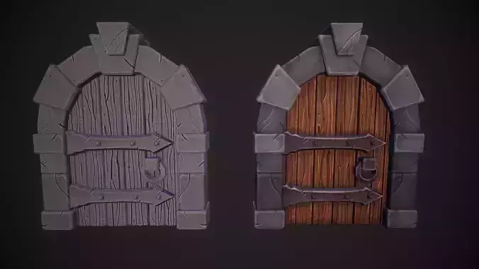 Stylized Handpainted Door Low-poly 3D model