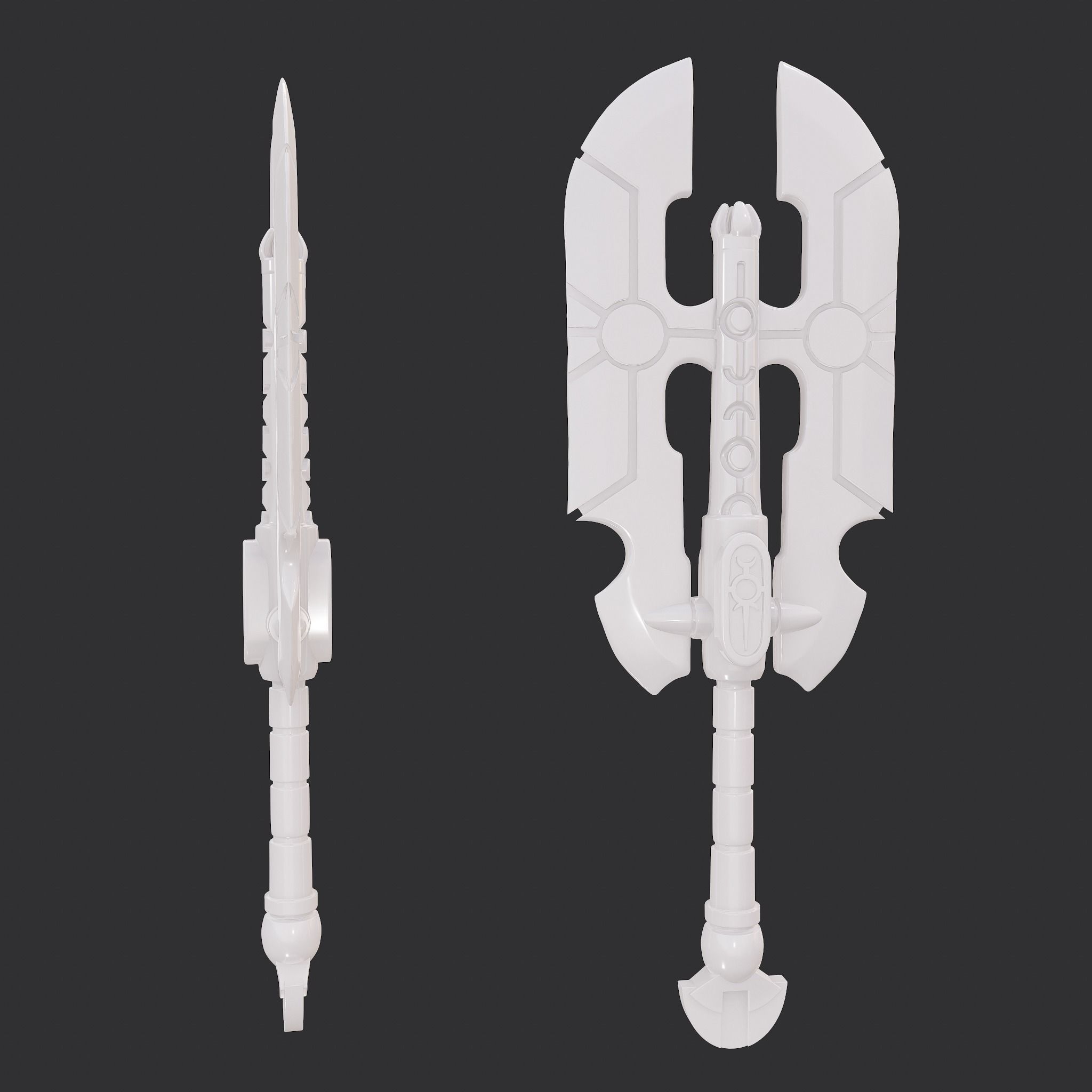 Battle Orb Axe and Blade Two 3D Print Weapons Pack 3D Model Collection_29