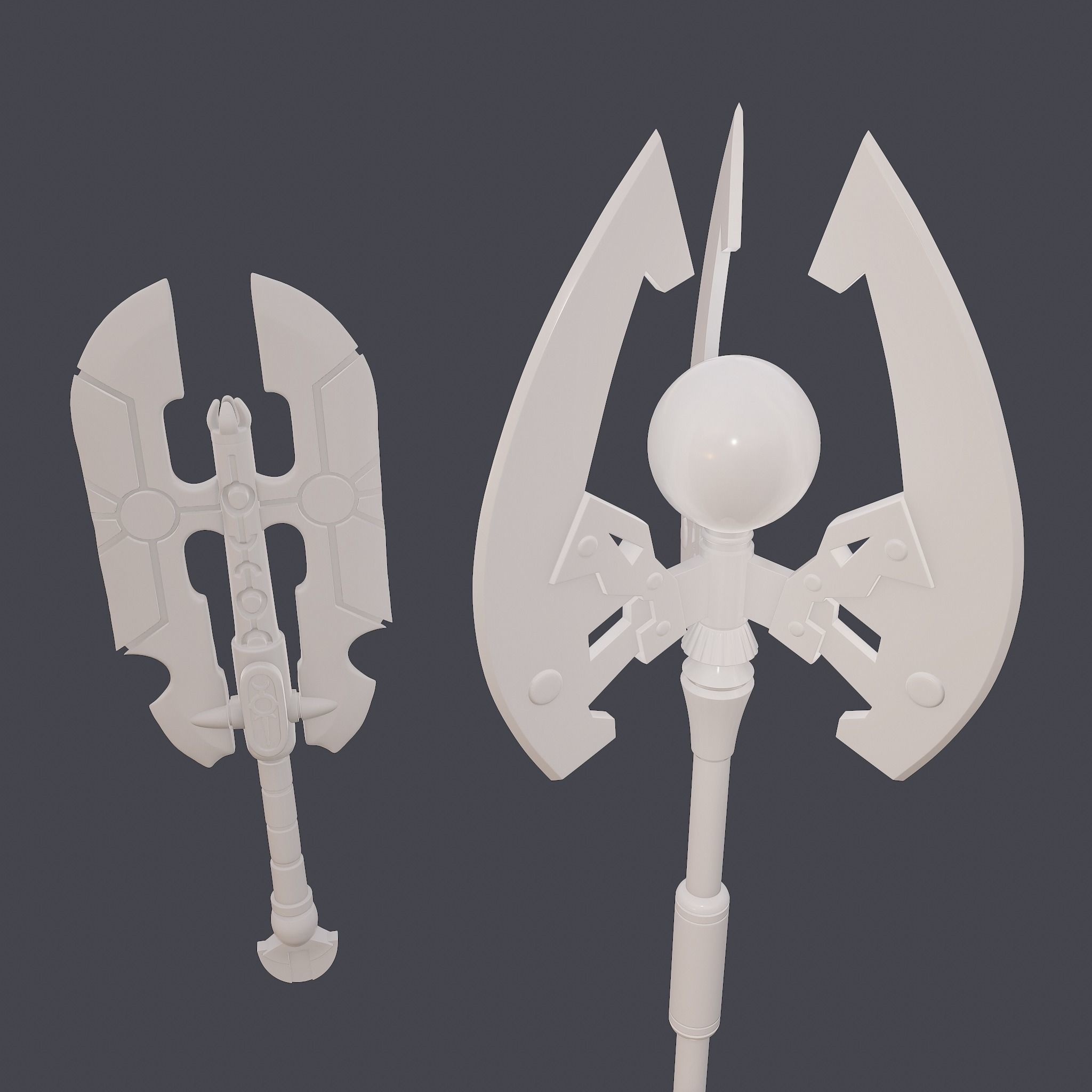 Battle Orb Axe and Blade Two 3D Print Weapons Pack 3D Model Collection_7