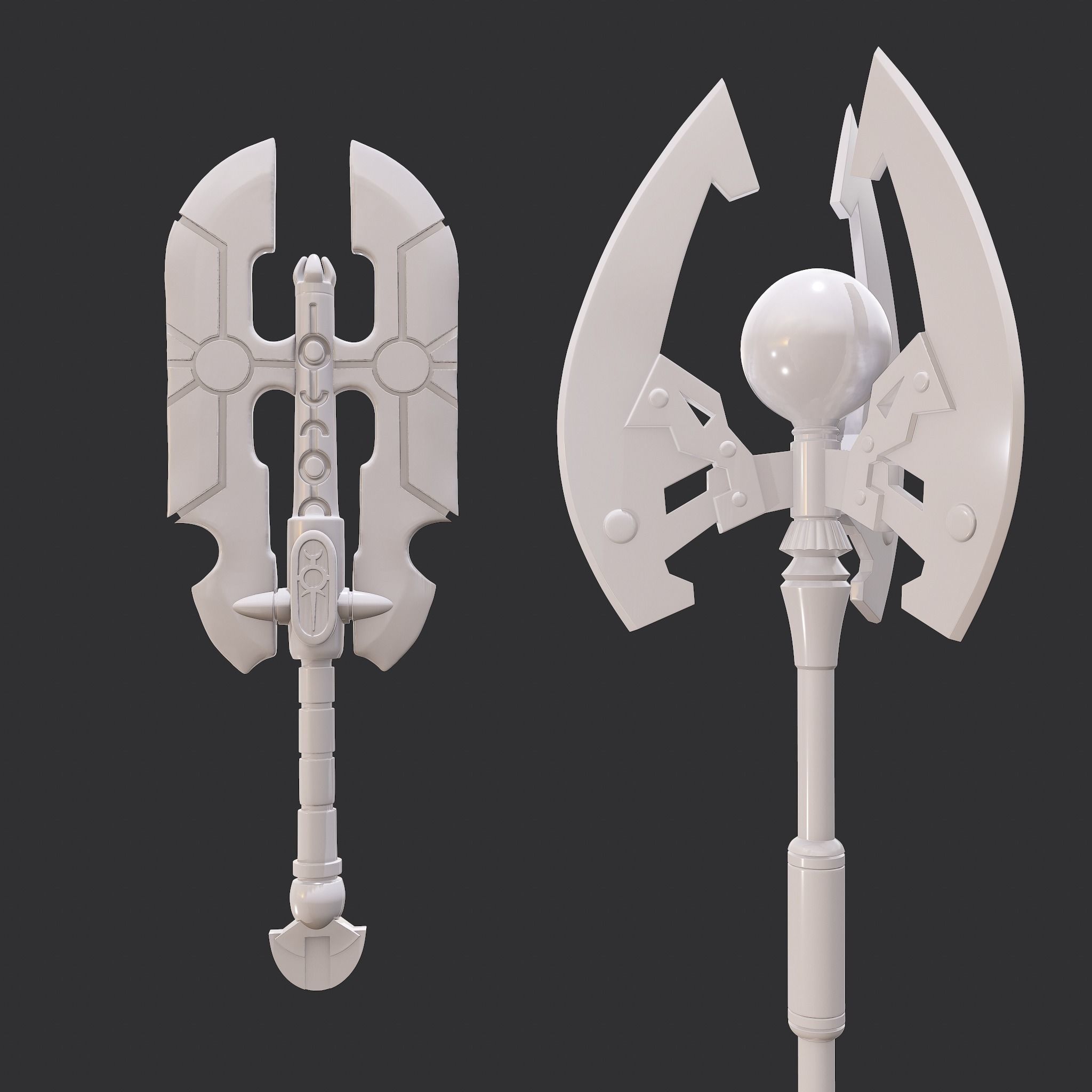 Battle Orb Axe and Blade Two 3D Print Weapons Pack 3D Model Collection_27