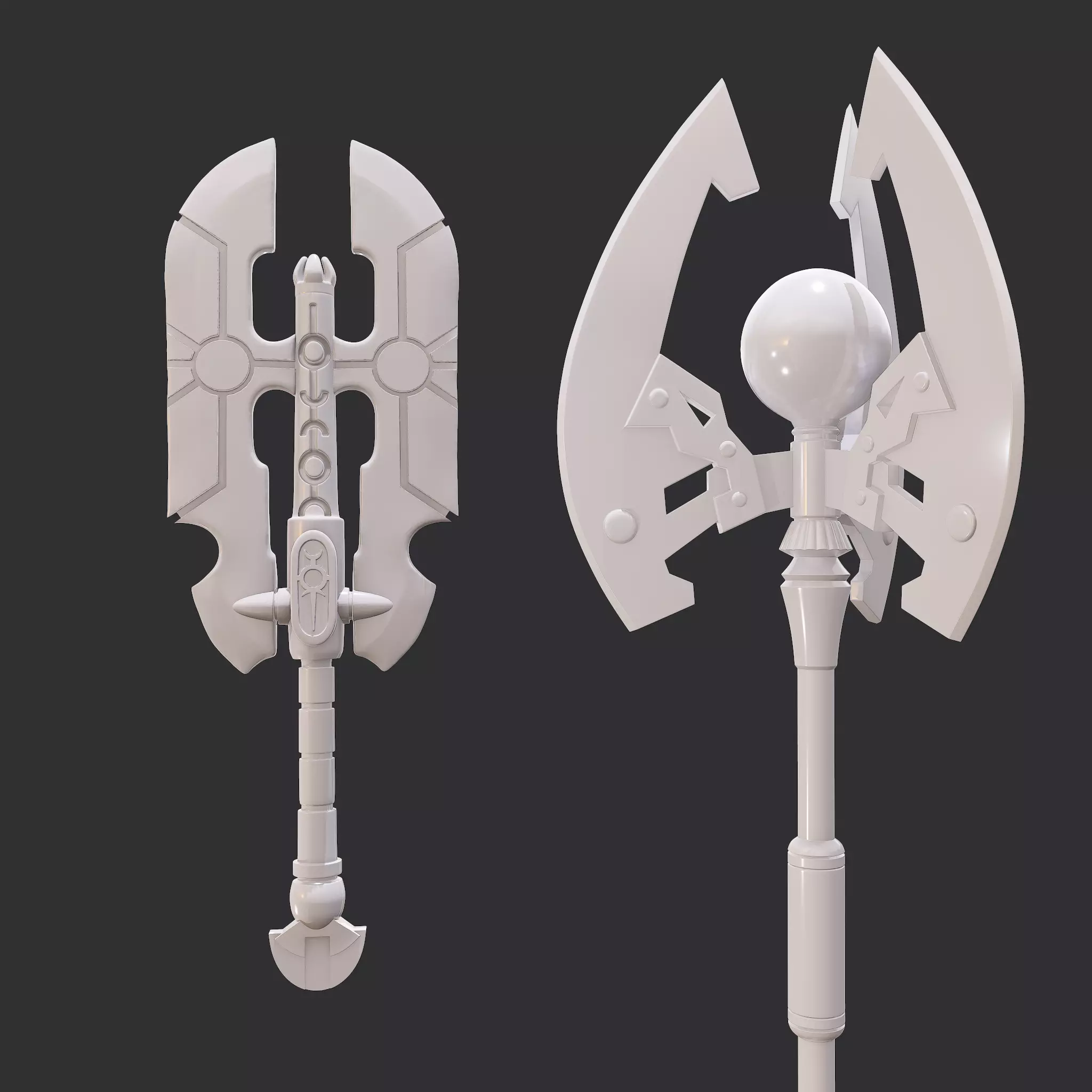 Battle Orb Axe and Blade Two 3D Print Weapons Pack 3D Model Collection_0