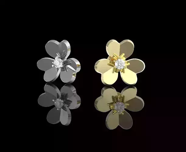 Clover solitaire diamond earrings 