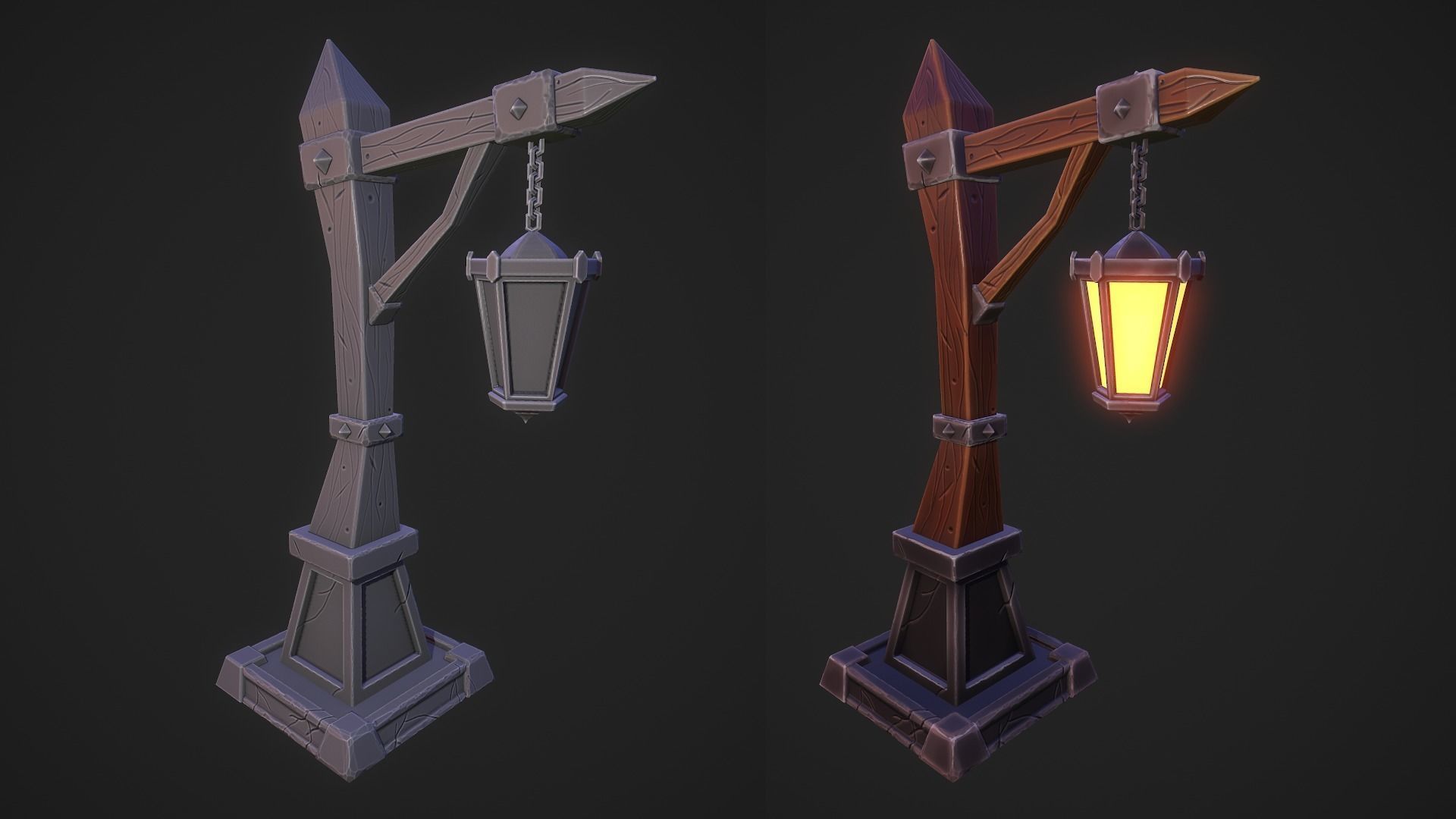 Stylized Streetlamp Low-poly 3D model_2