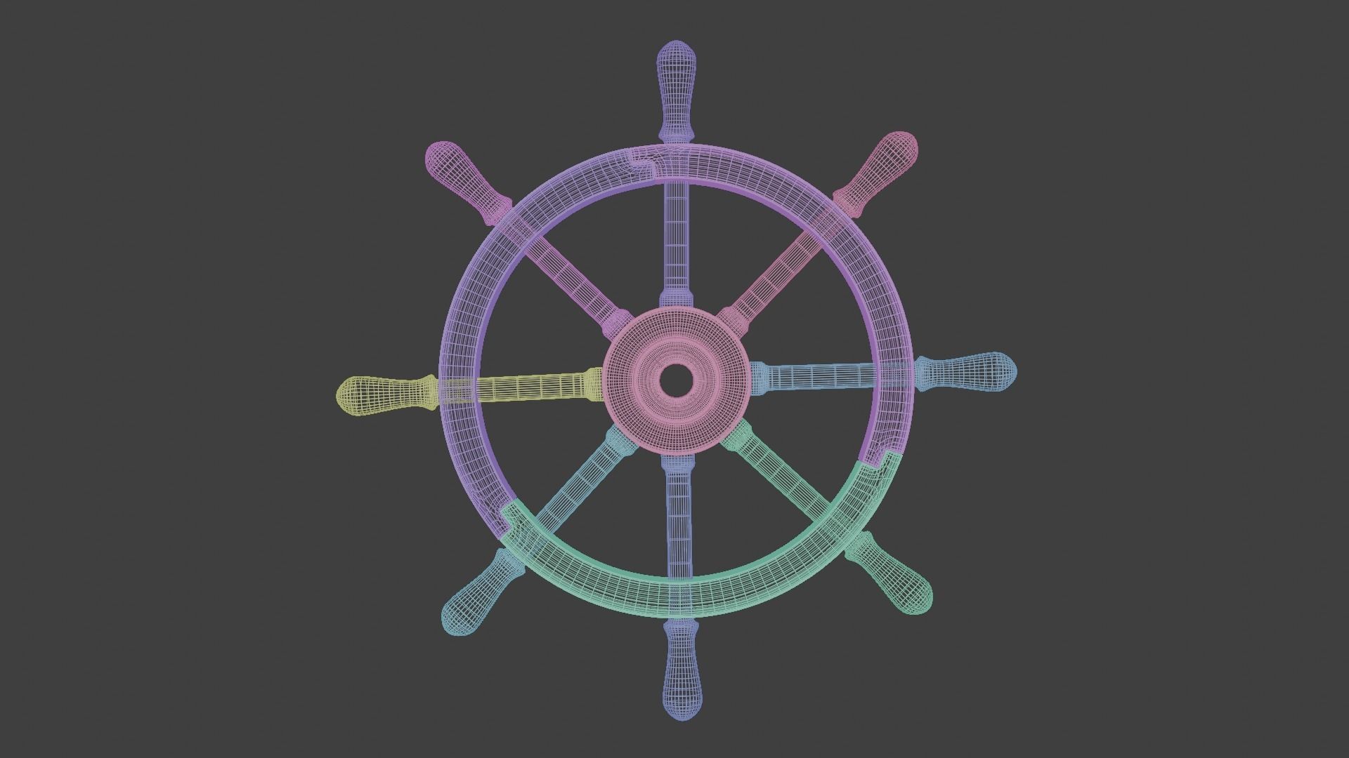 Wooden helm 3D model_4