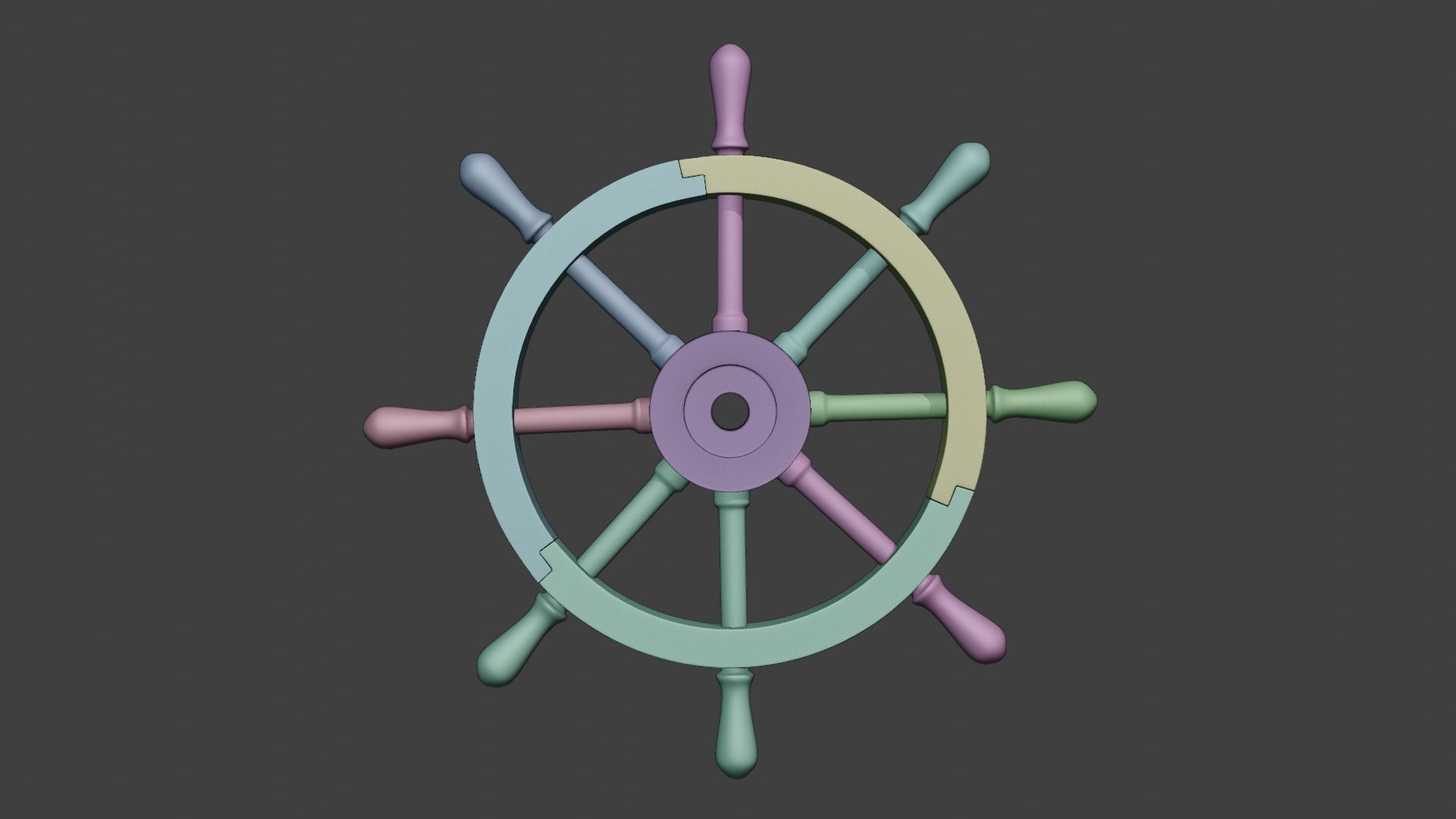 Wooden helm 3D model_3