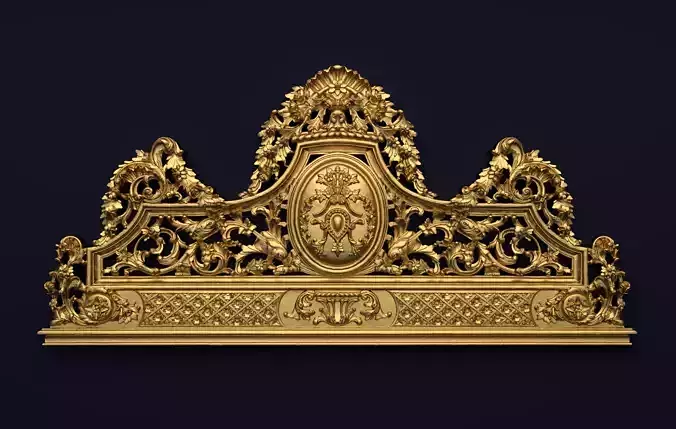 Classic Carved Bed 3D model 08 3D model