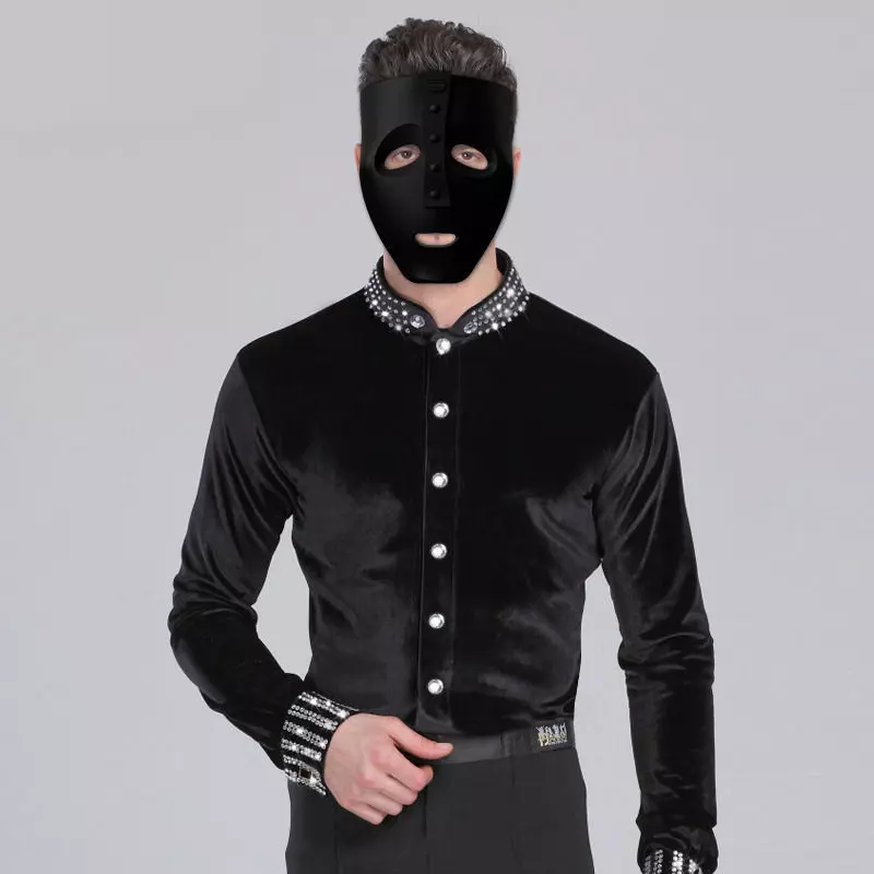 The Mask man wearing velvet shirt and 3D print model_0