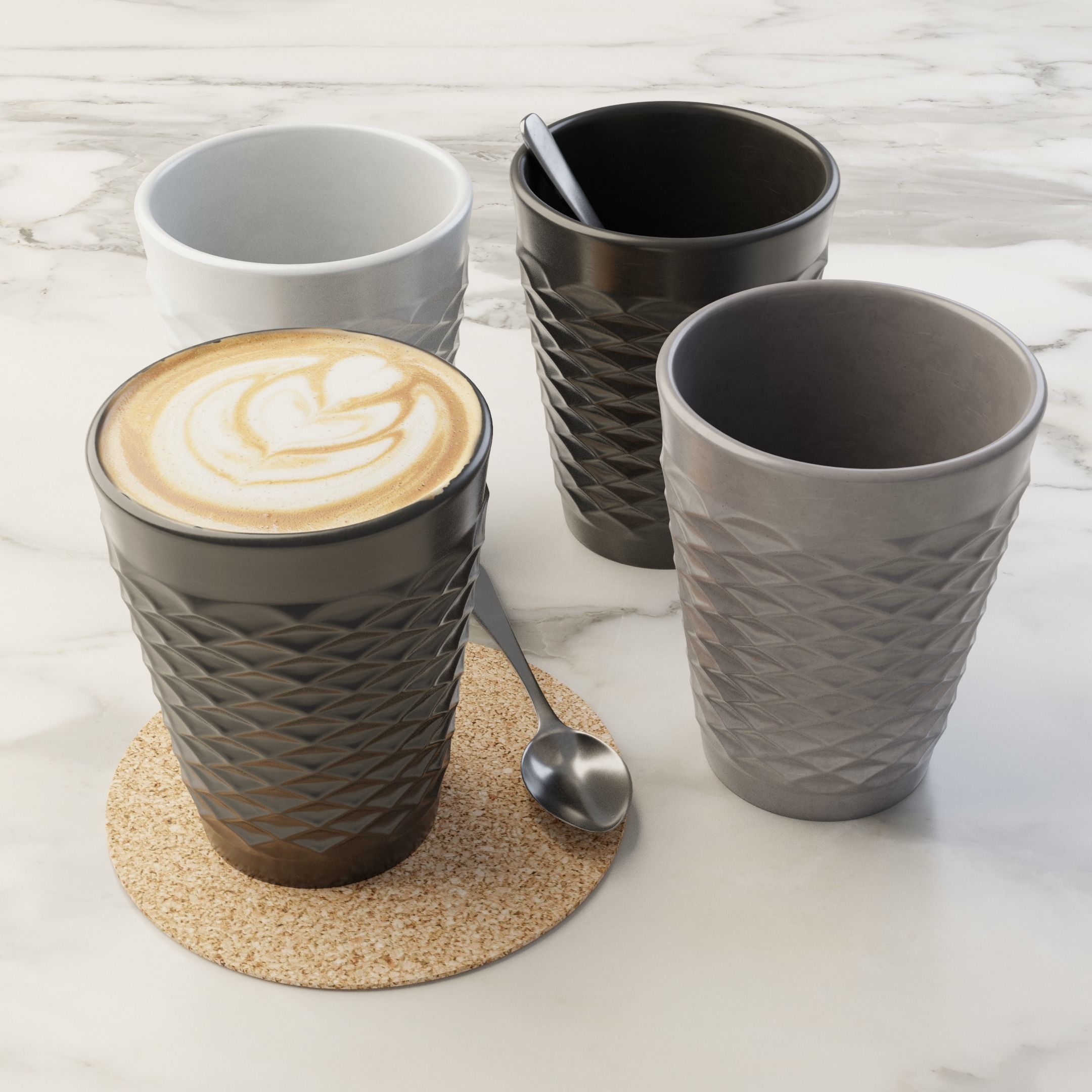Cafe Latte Cup 3D model_3