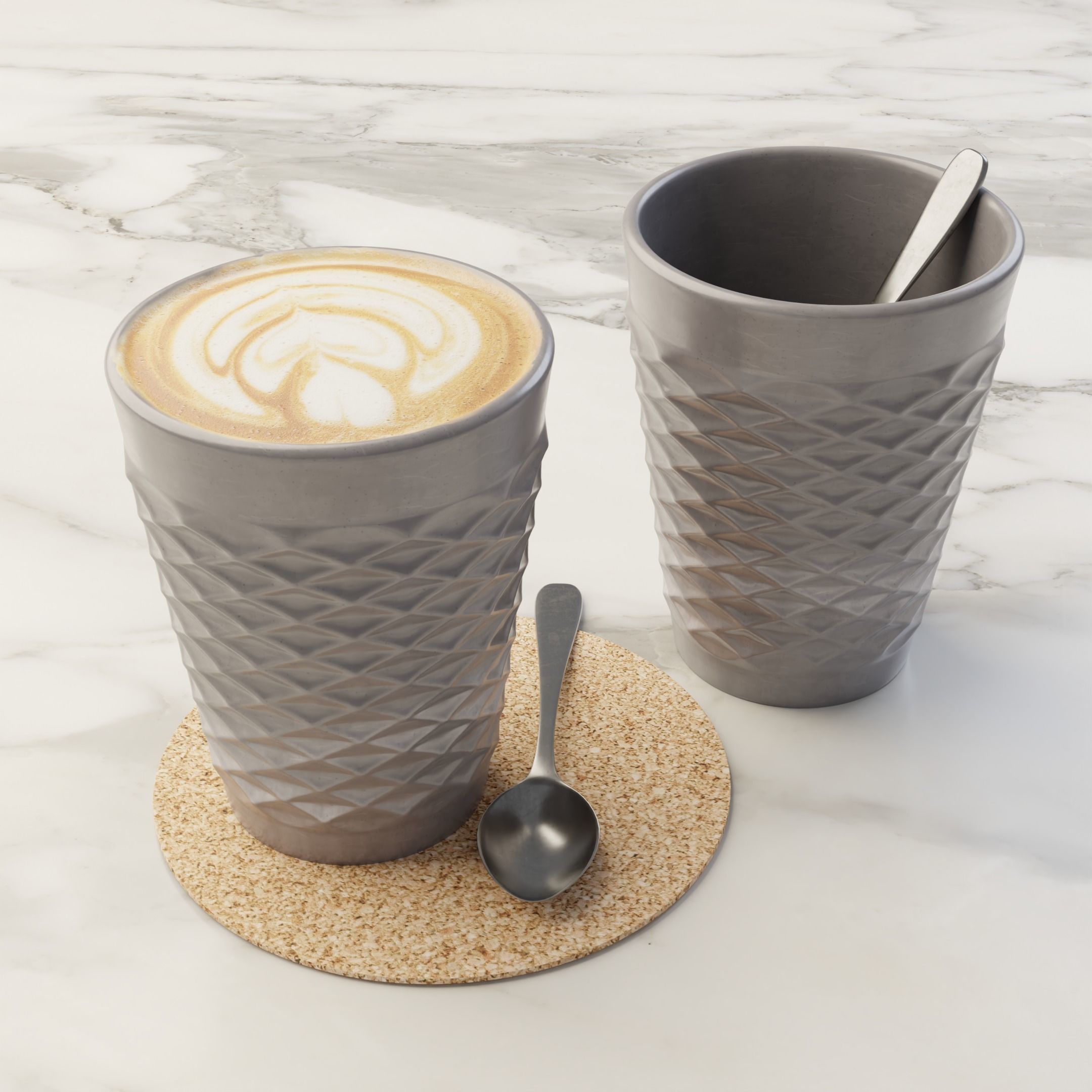 Cafe Latte Cup 3D model_1