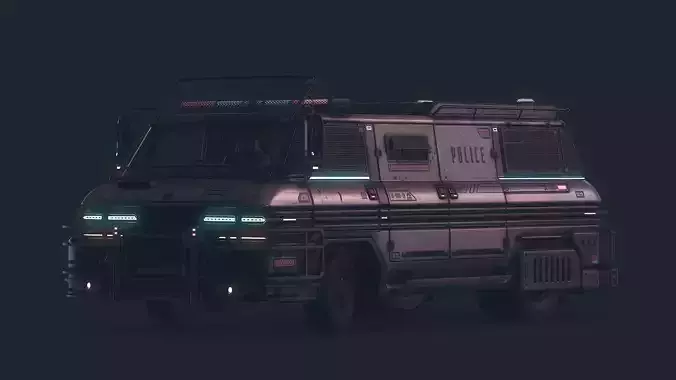 Cyberpunk Riot Van Low-poly 3D model