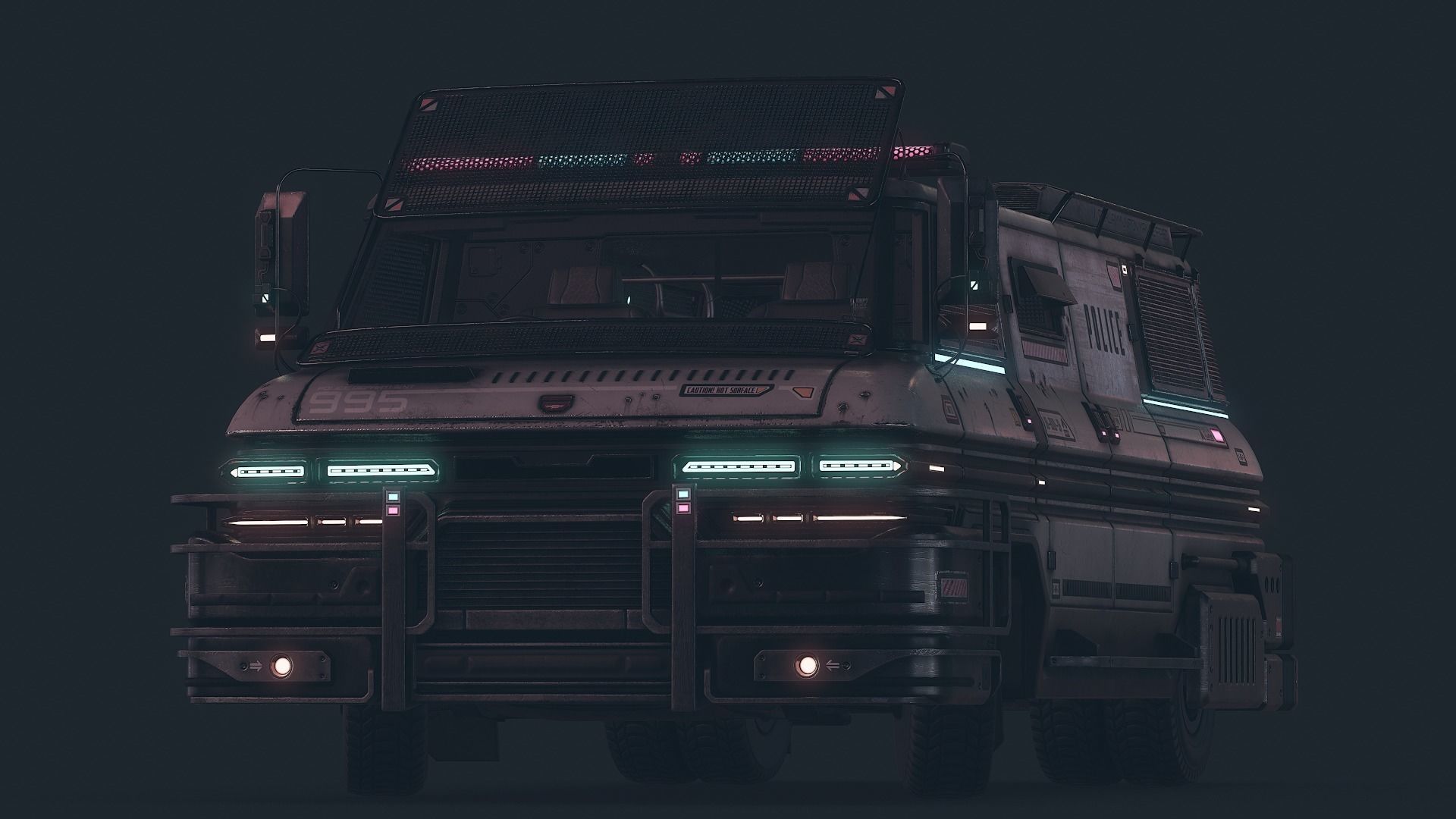 Cyberpunk Riot Van Low-poly 3D model_3
