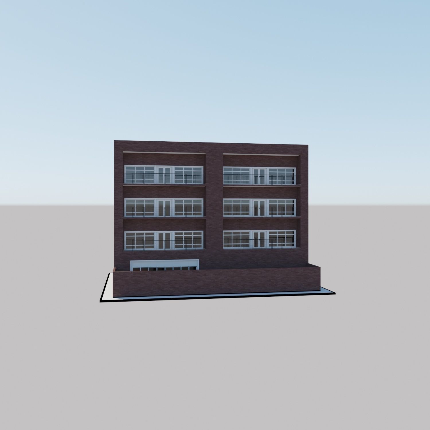 Apartment building with patio Threedee Way 331 Low-poly 3D model_22