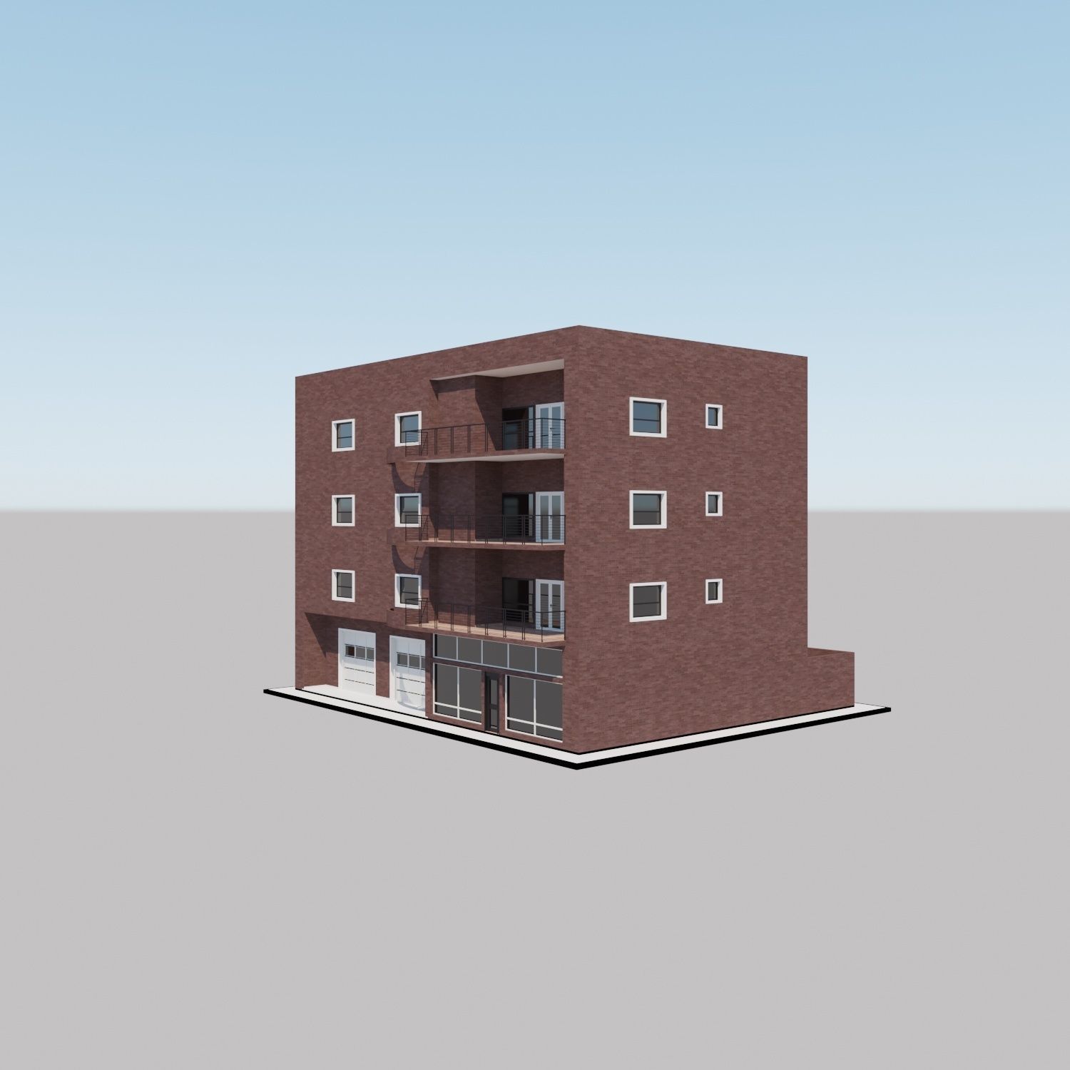 Apartment building with patio Threedee Way 331 Low-poly 3D model_18