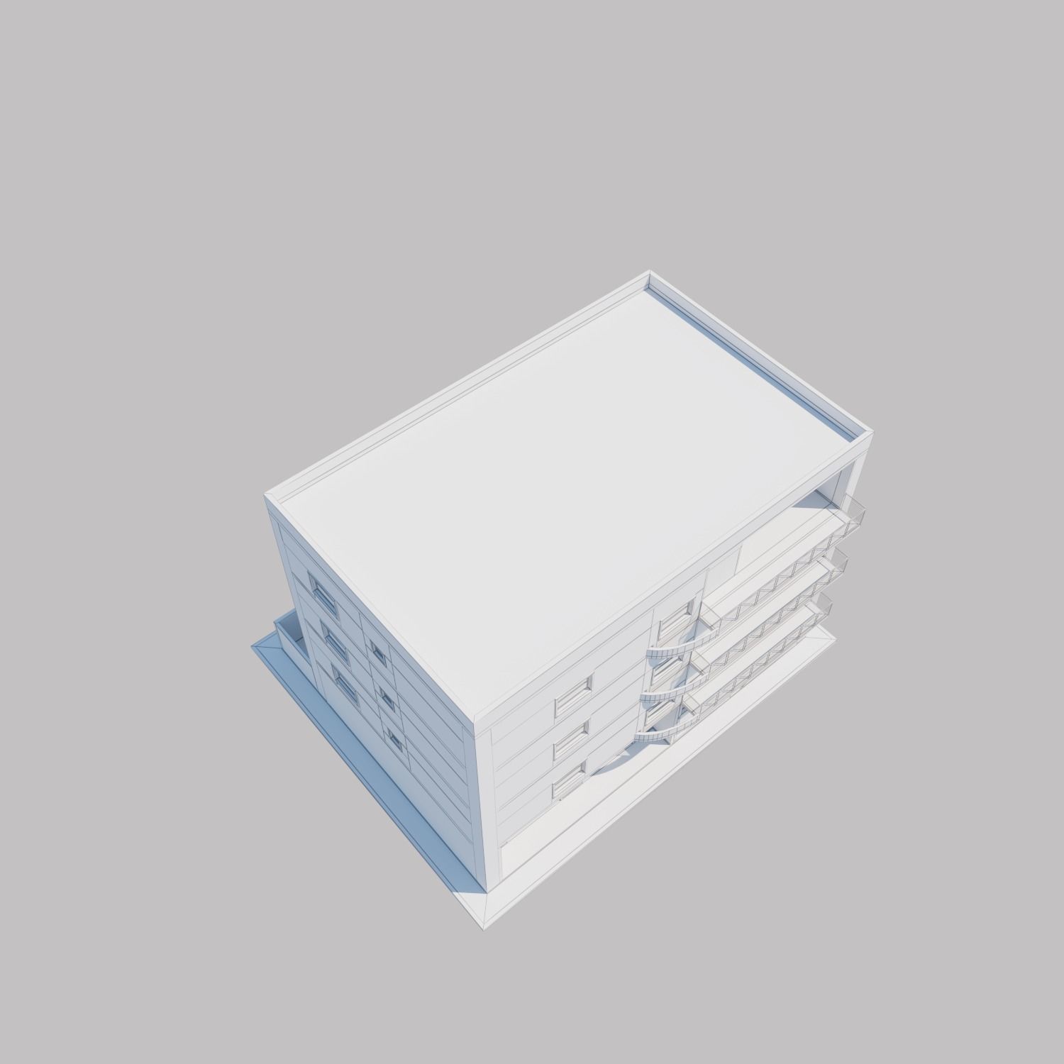 Apartment building with patio Threedee Way 331 Low-poly 3D model_2