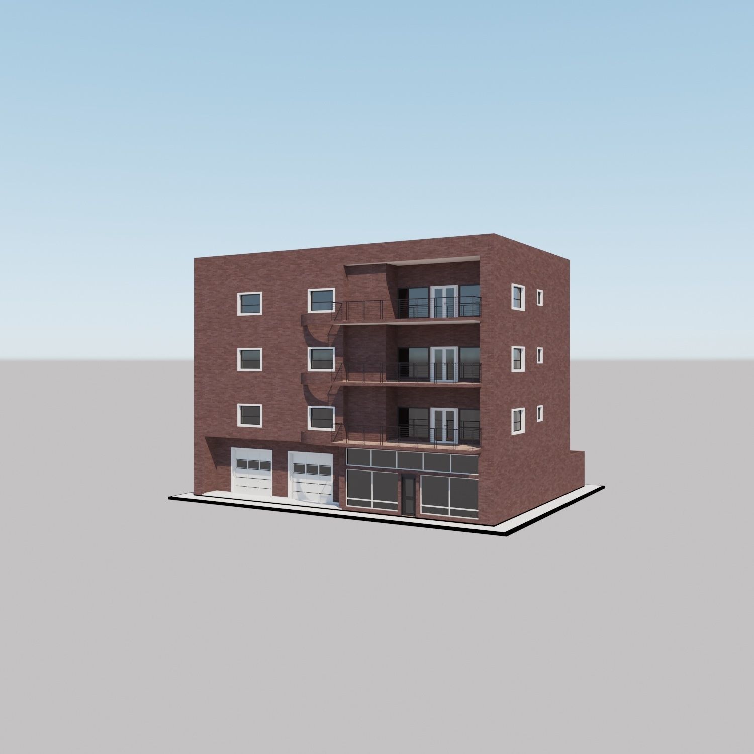 Apartment building with patio Threedee Way 331 Low-poly 3D model_17
