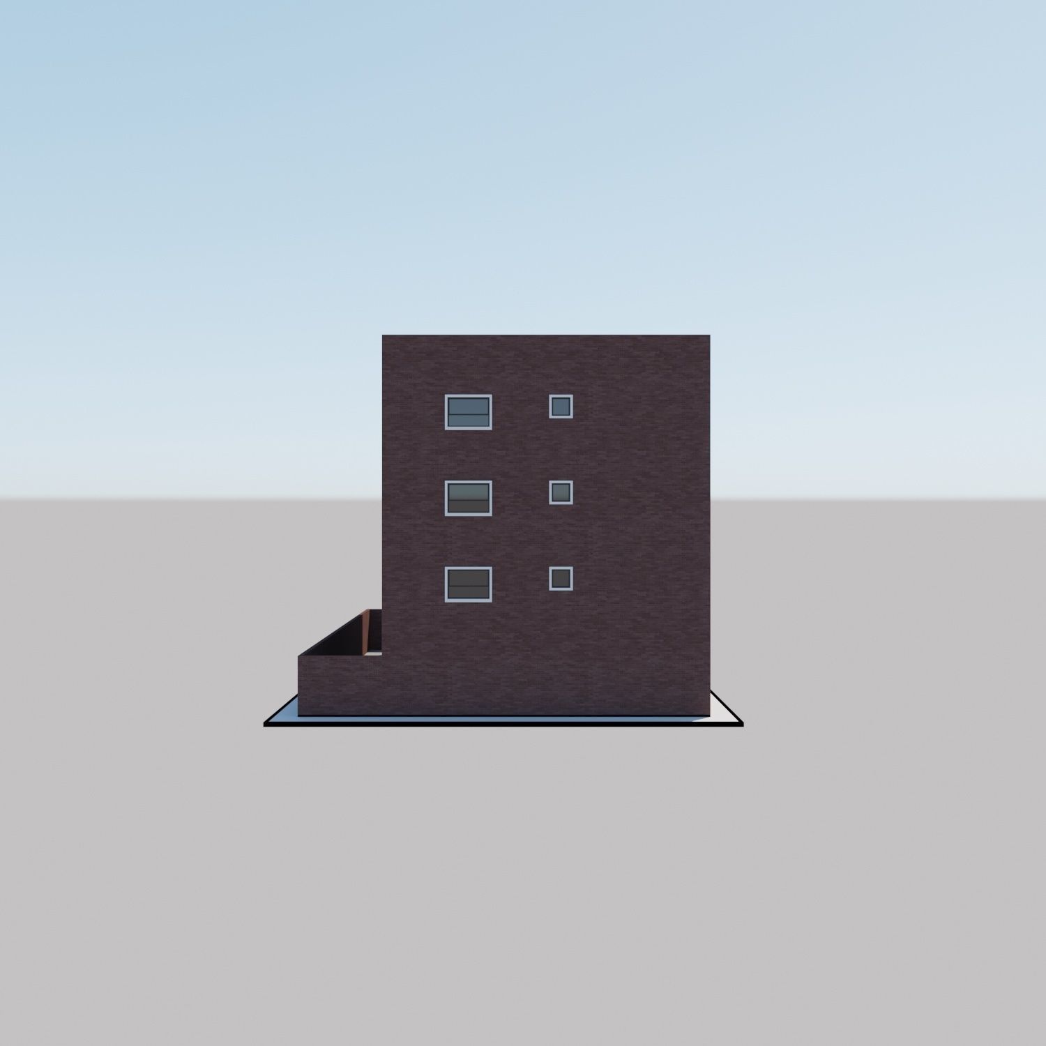 Apartment building with patio Threedee Way 331 Low-poly 3D model_27